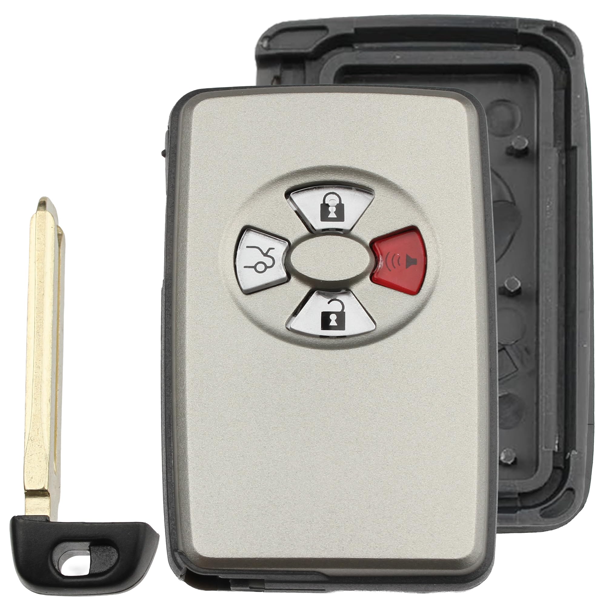 FOBTEK Smart Key Fob Shell Case & Button Pad for Toyota HYQ14AAF, 4-Button