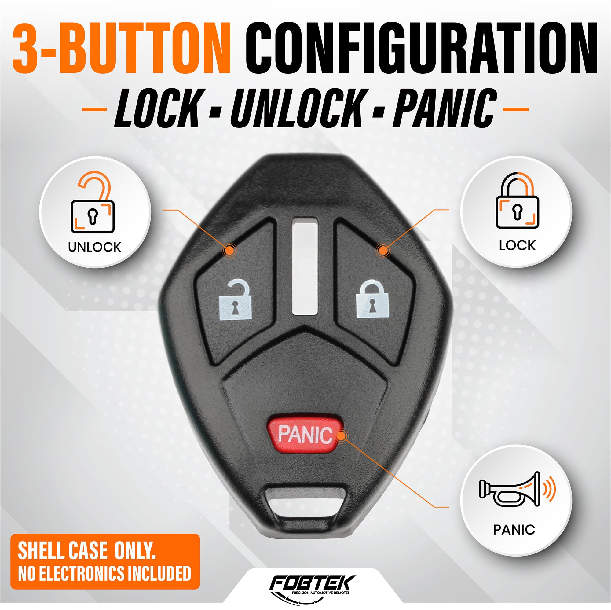 FOBTEK Key Fob Shell Case for Mitsubishi OUCG8D-620M-A, 3-Button