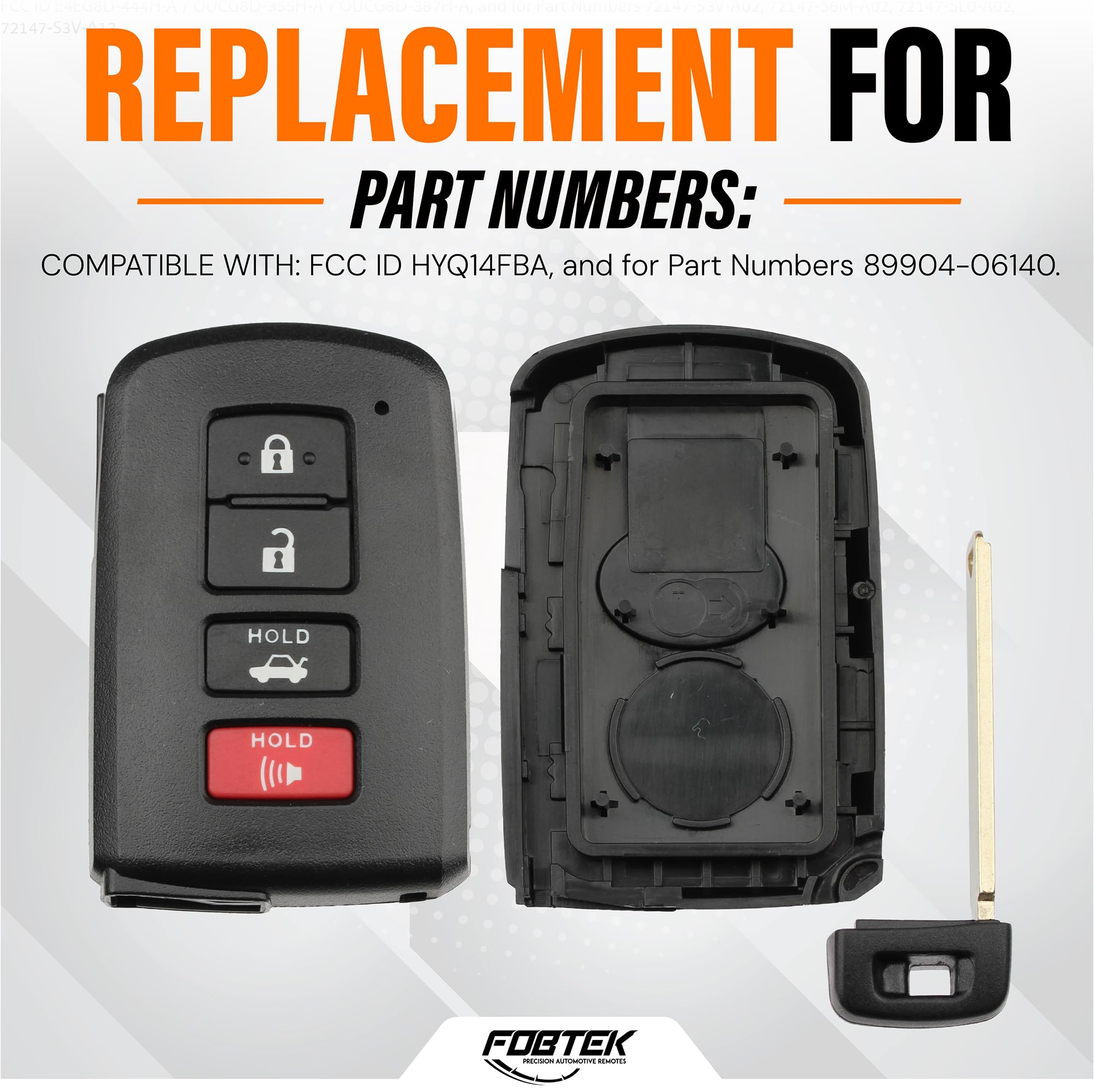 FOBTEK Smart Key Fob Shell Case for Toyota HYQ14FBA, 4-Button