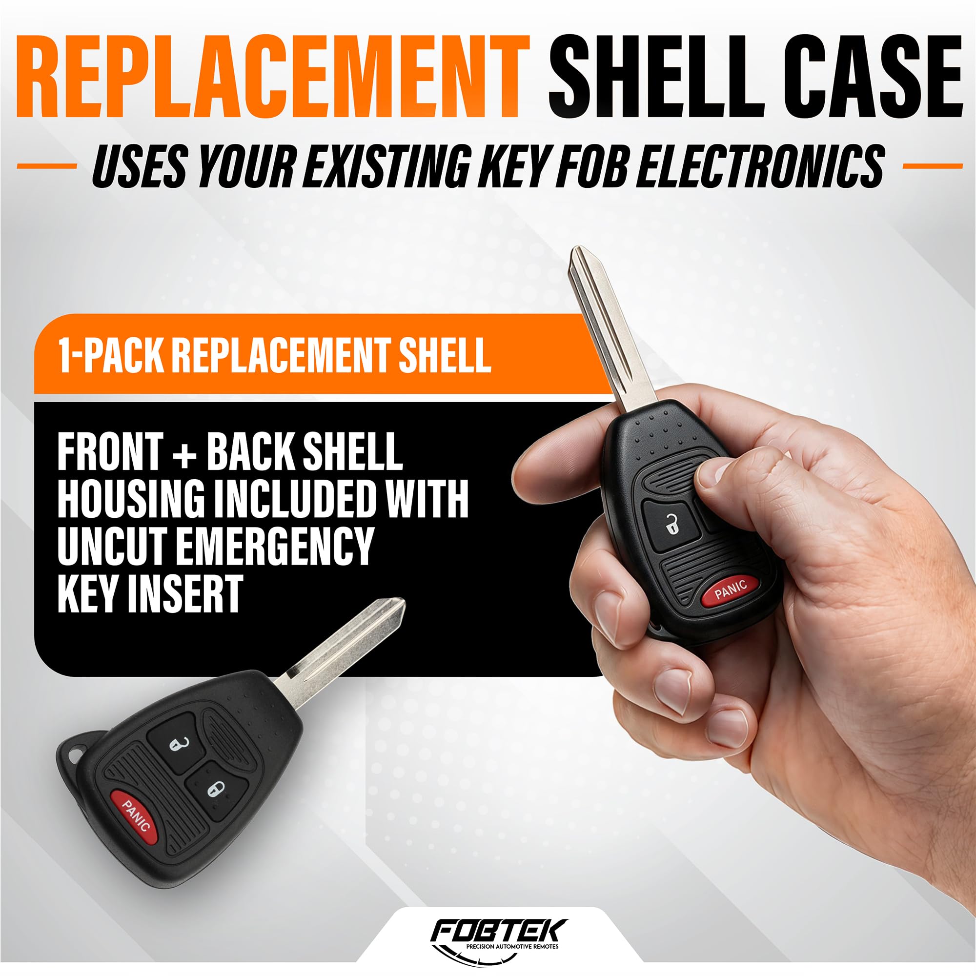 FOBTEK Key Fob Shell Case & Button Pad for Jeep Dodge Chrysler OHT692427AA