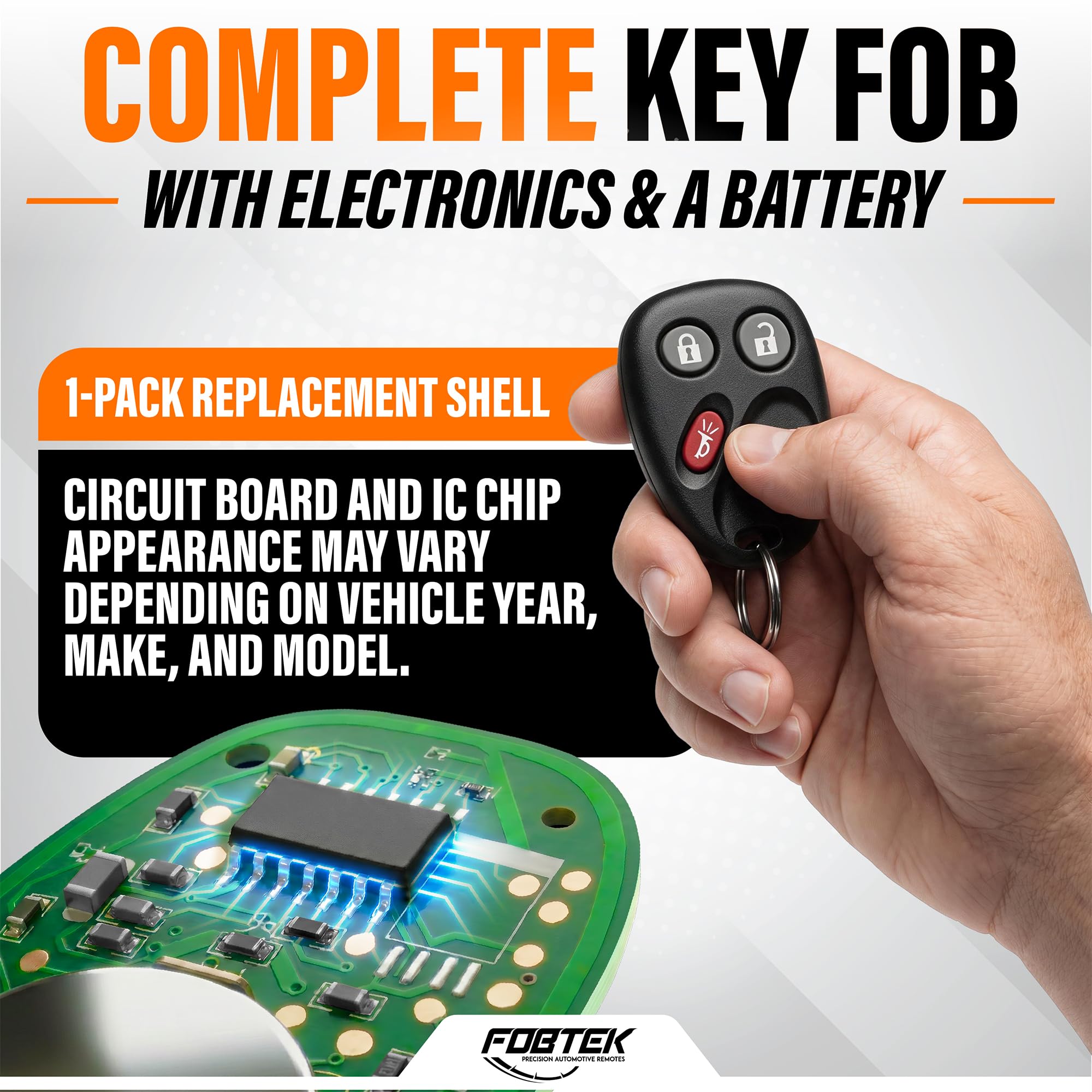 FOBTEK Key Fob Keyless Entry Remote for Chevy GMC Cadillac LHJ011, 3-Button