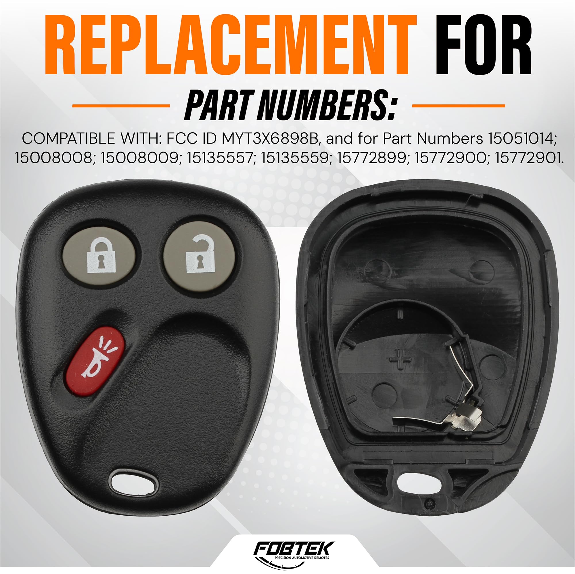 FOBTEK Key Fob Shell Case & Button Pad for Chevy GMC Oldsmobile MYT3X6898B