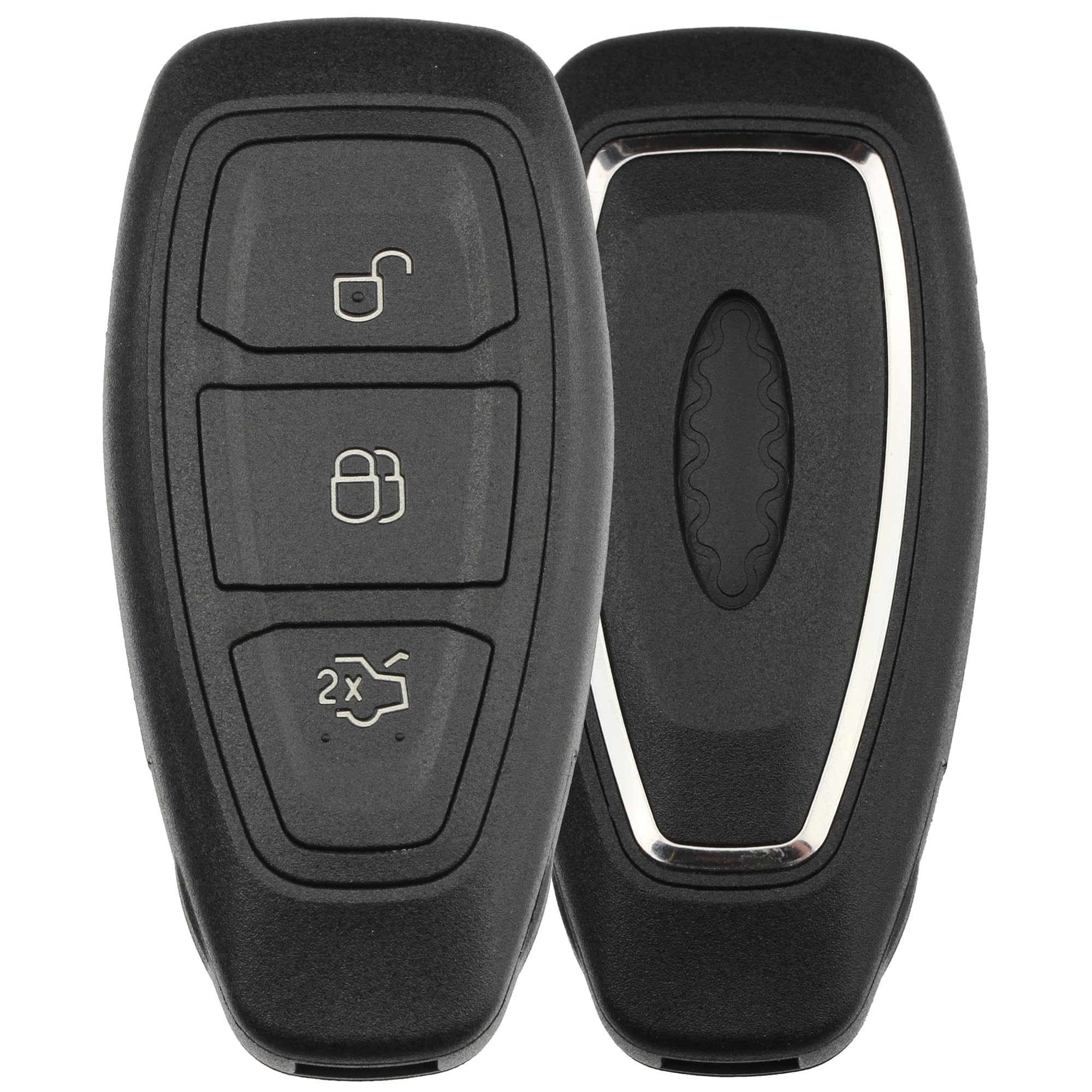 FOBTEK Smart Key Fob Shell Case & Button Pad for Ford KR55WK48801, 3-Button