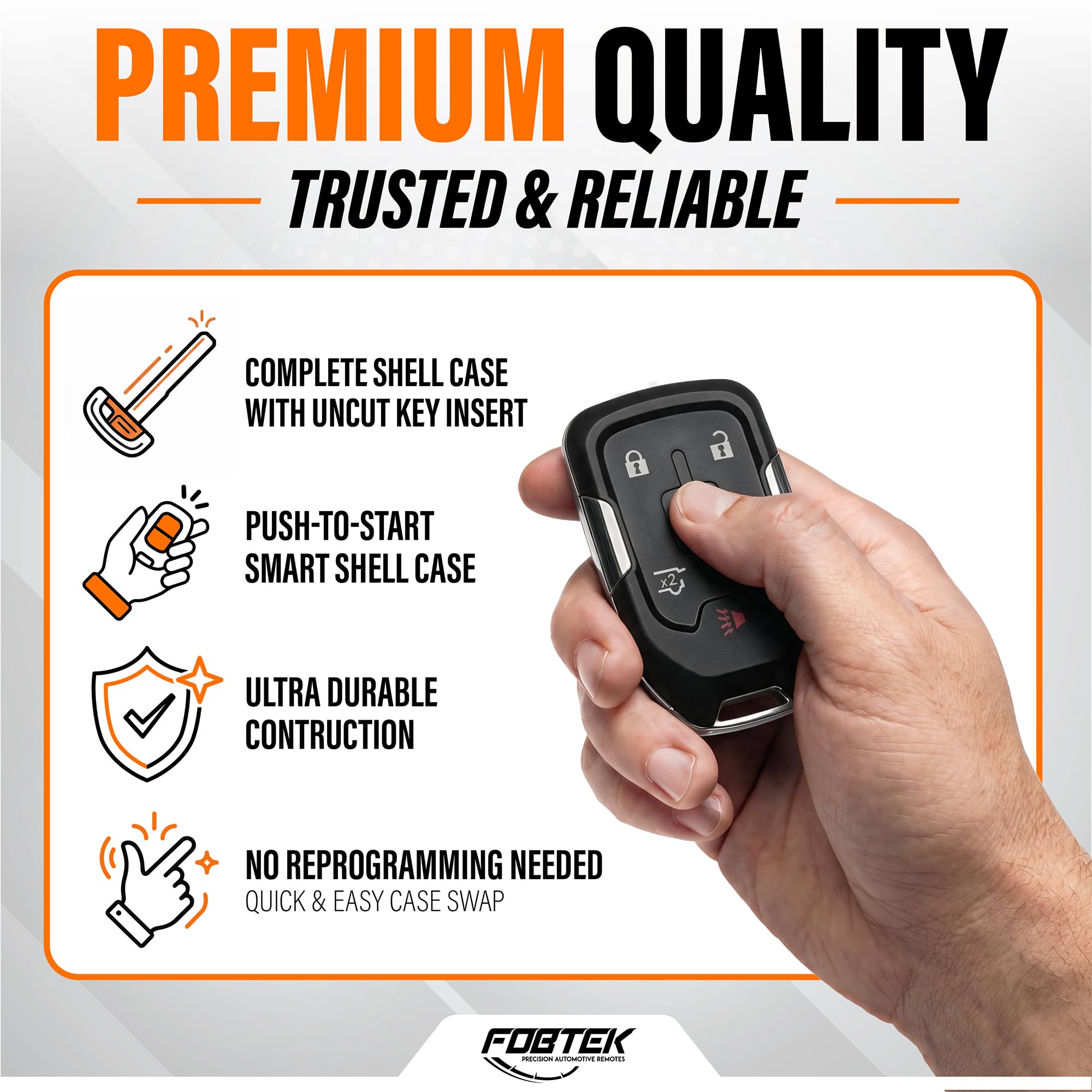 FOBTEK Smart Key Fob Shell Case for Chevy GMC HYQ1AA, 6-Button