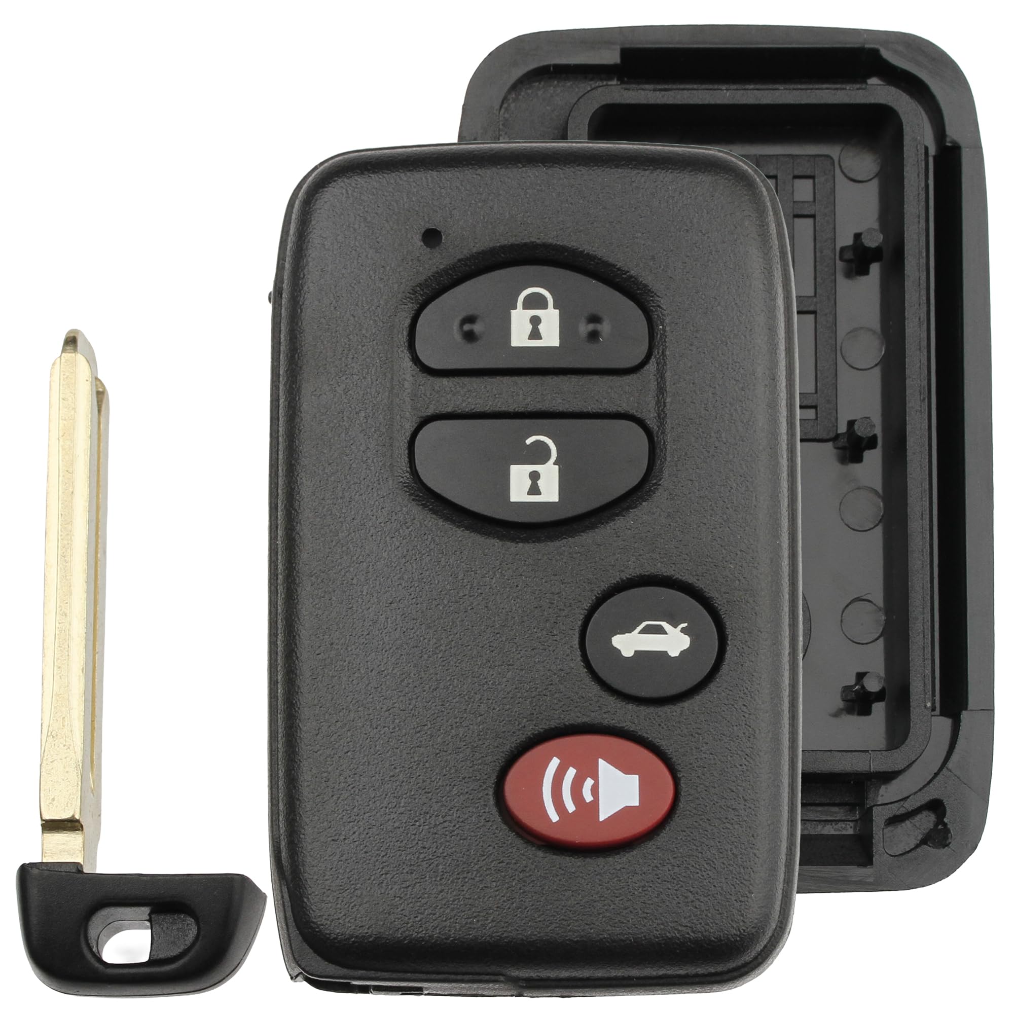 FOBTEK Smart Key Fob Shell Case for Toyota HYQ14AAB, 4-Button Black