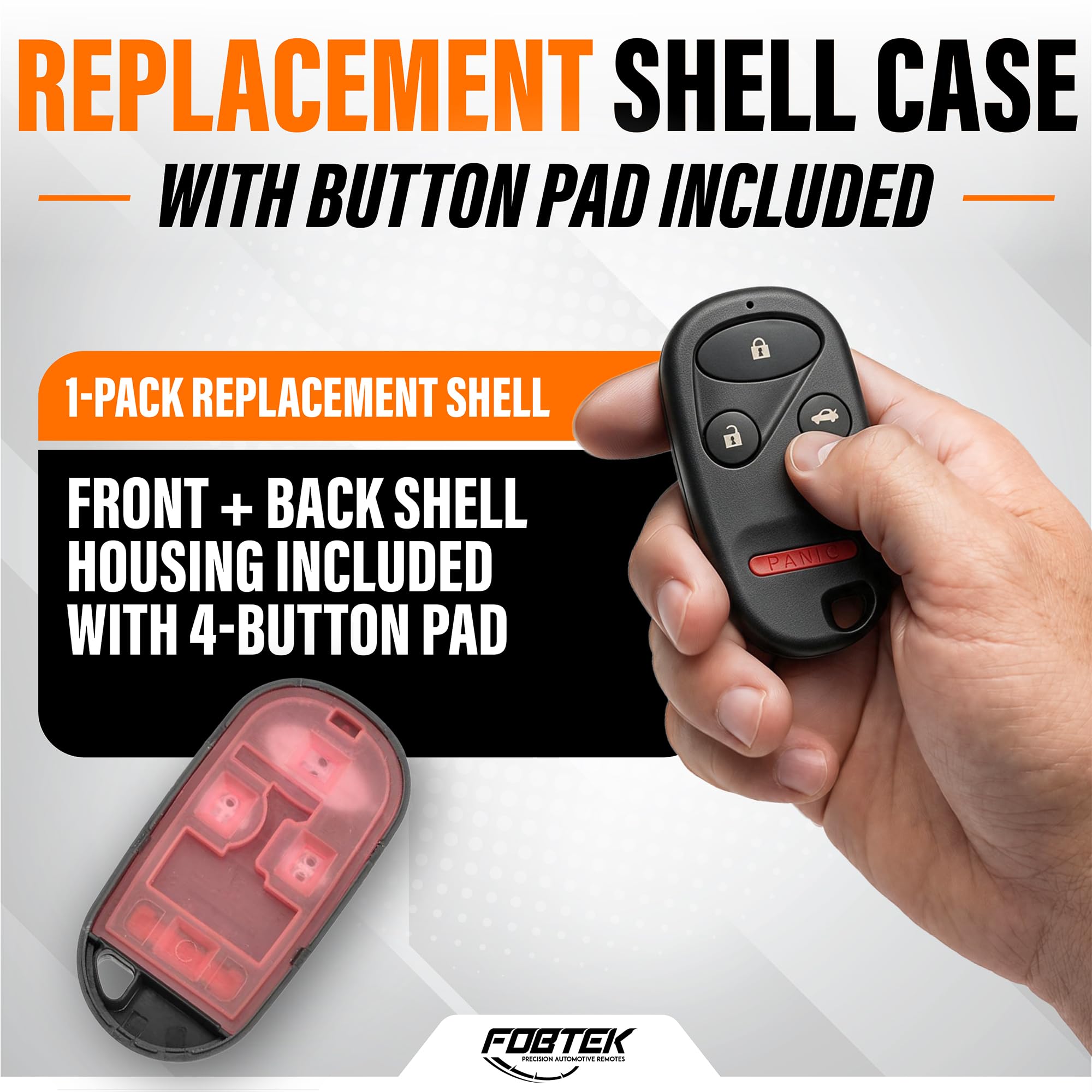 FOBTEK Key Fob Shell Case & Button Pad for Acura A269ZUA108, 4-Button