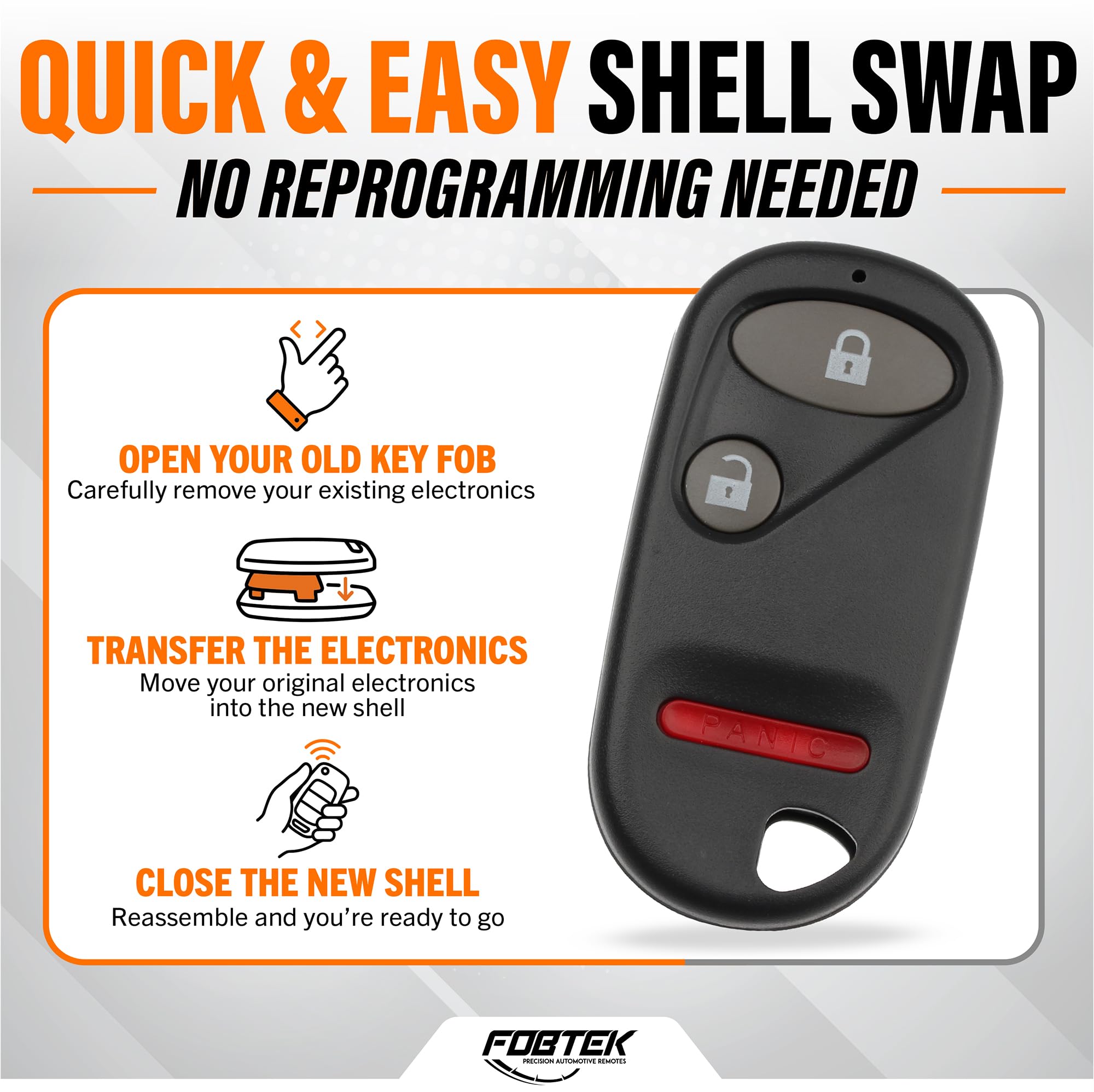FOBTEK Key Fob Shell Case for Honda OUCG8D-344H-A, 3-Button