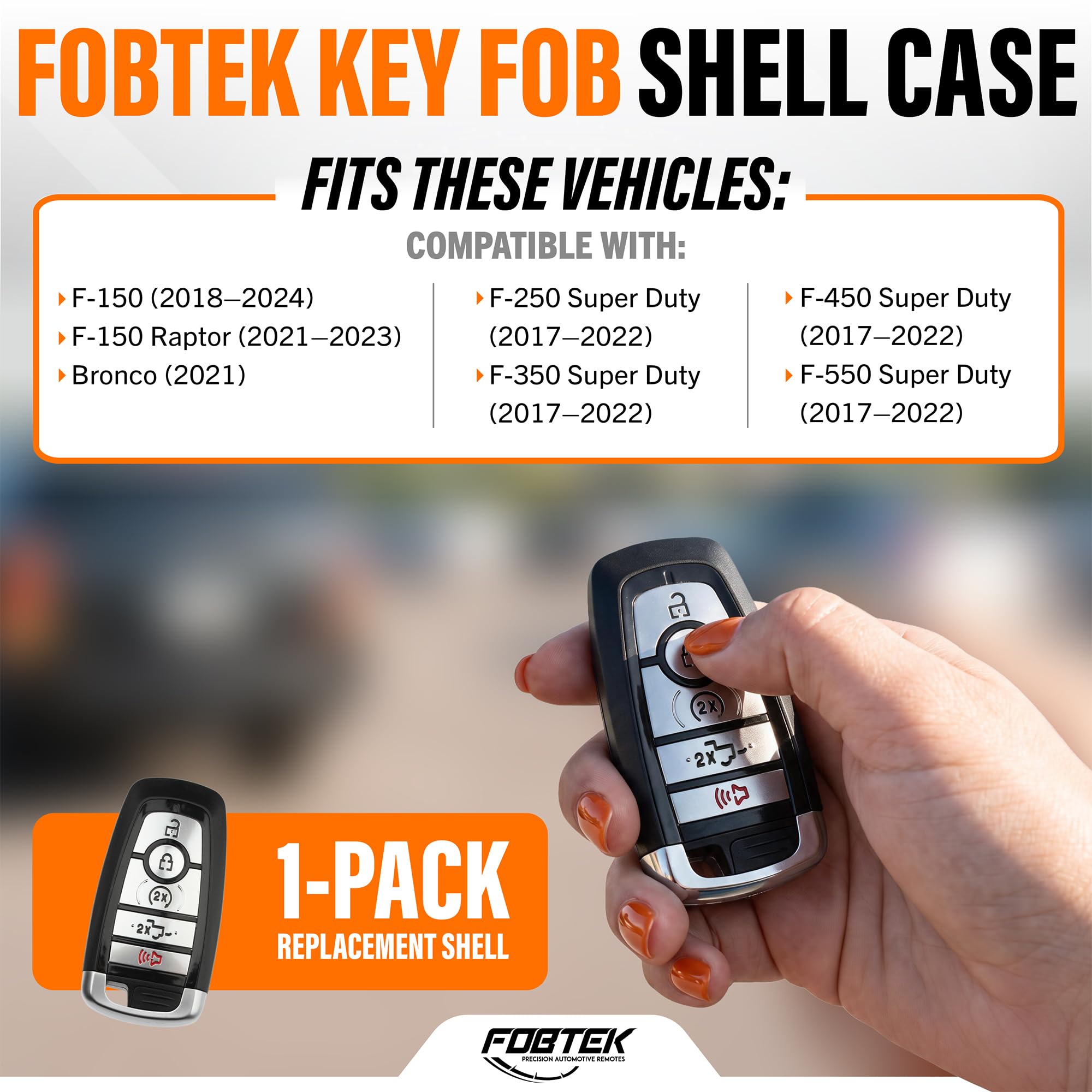 FOBTEK Smart Key Fob Shell Case & Button Pad for Ford M3N-A2C931426