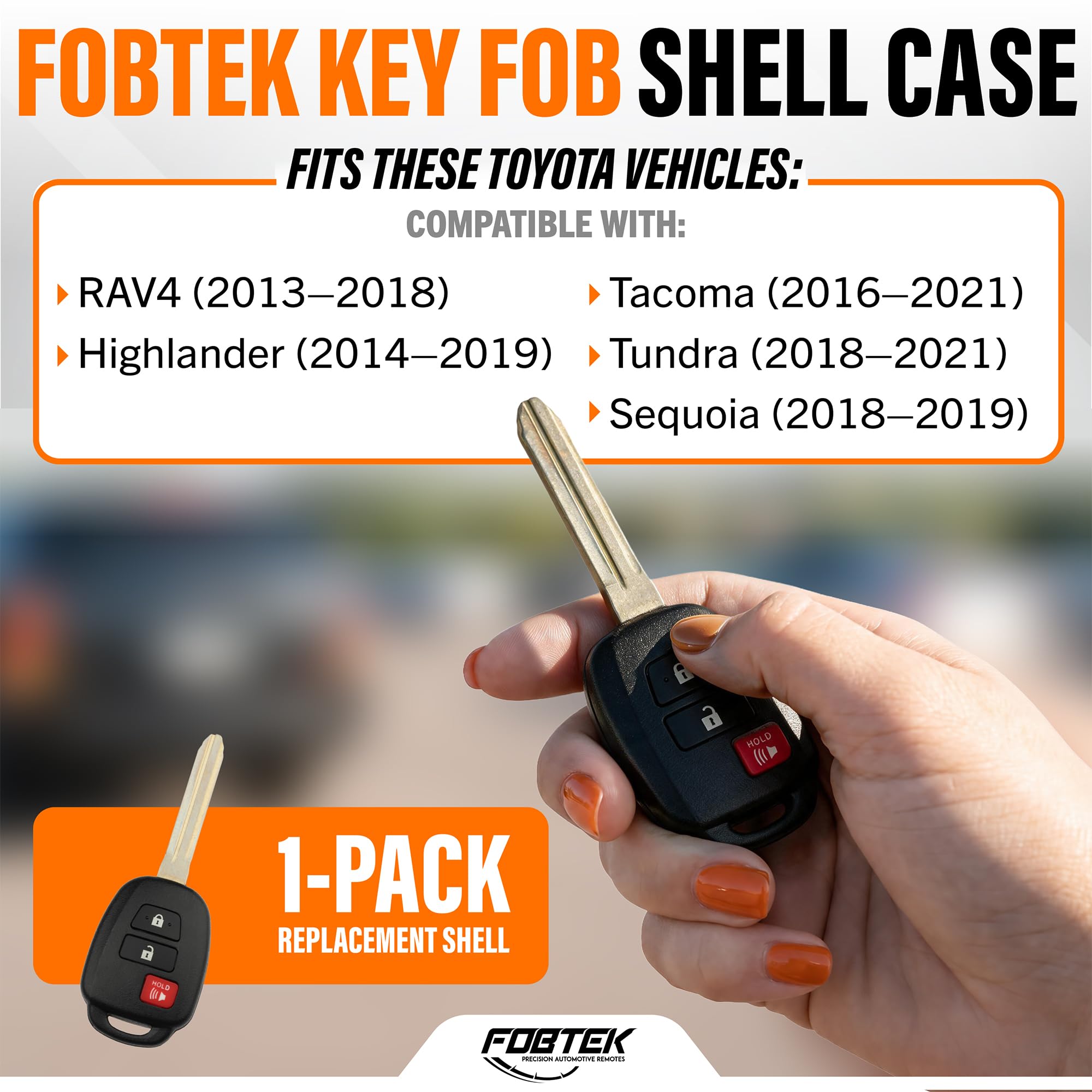 FOBTEK Key Fob Shell Case & Button Pad for Toyota GQ4-52T, 3-Button