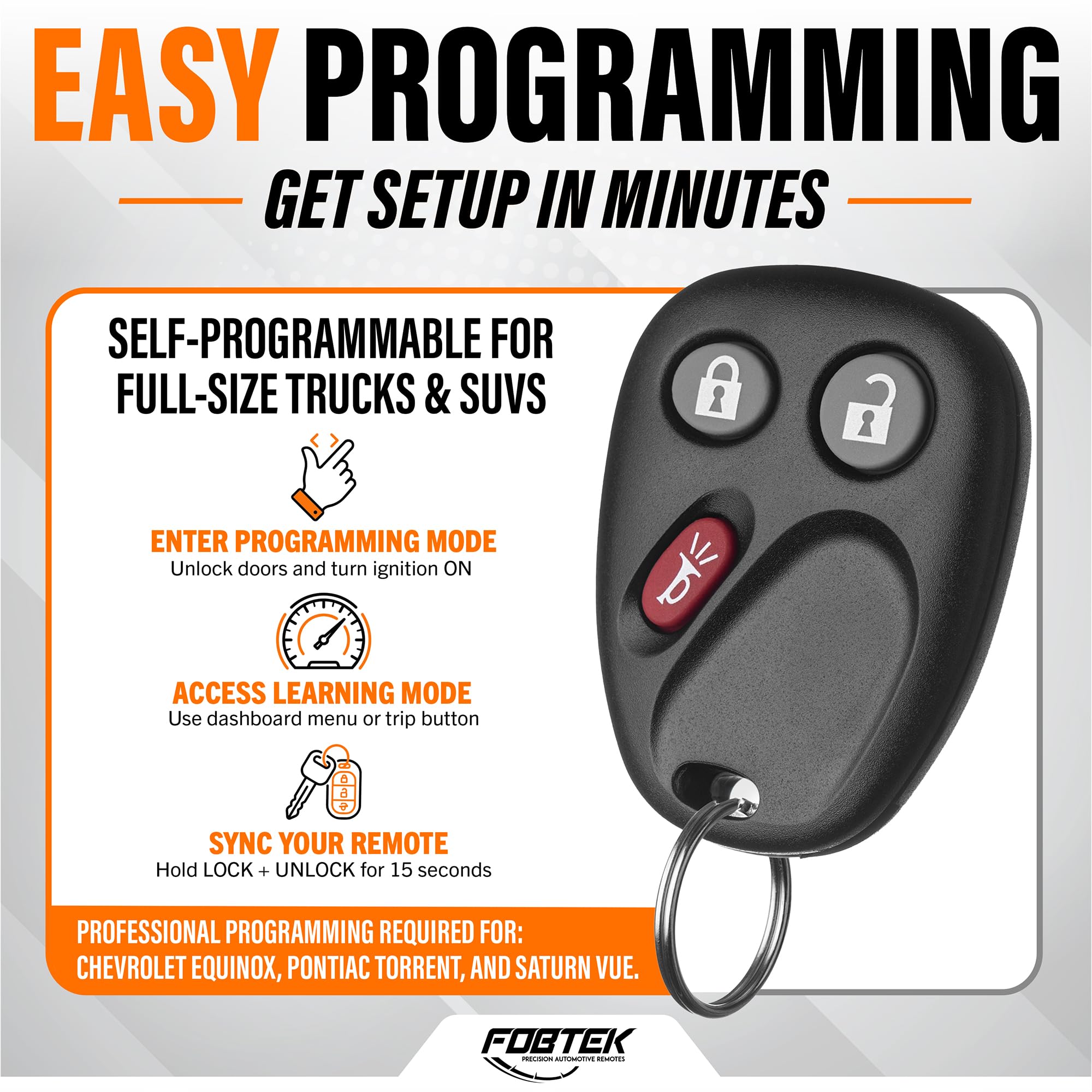 FOBTEK Key Fob Keyless Entry Remote for Chevy GMC Cadillac LHJ011, 3-Button