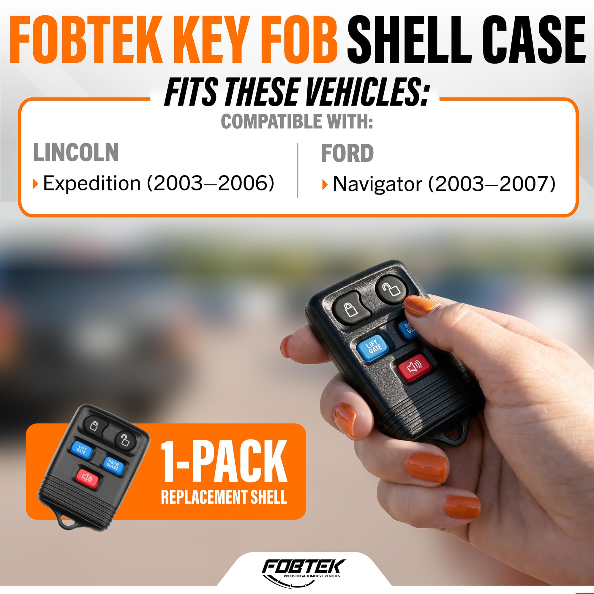 FOBTEK Key Fob Shell Case & Button Pad for Ford Lincoln CWTWB1U551