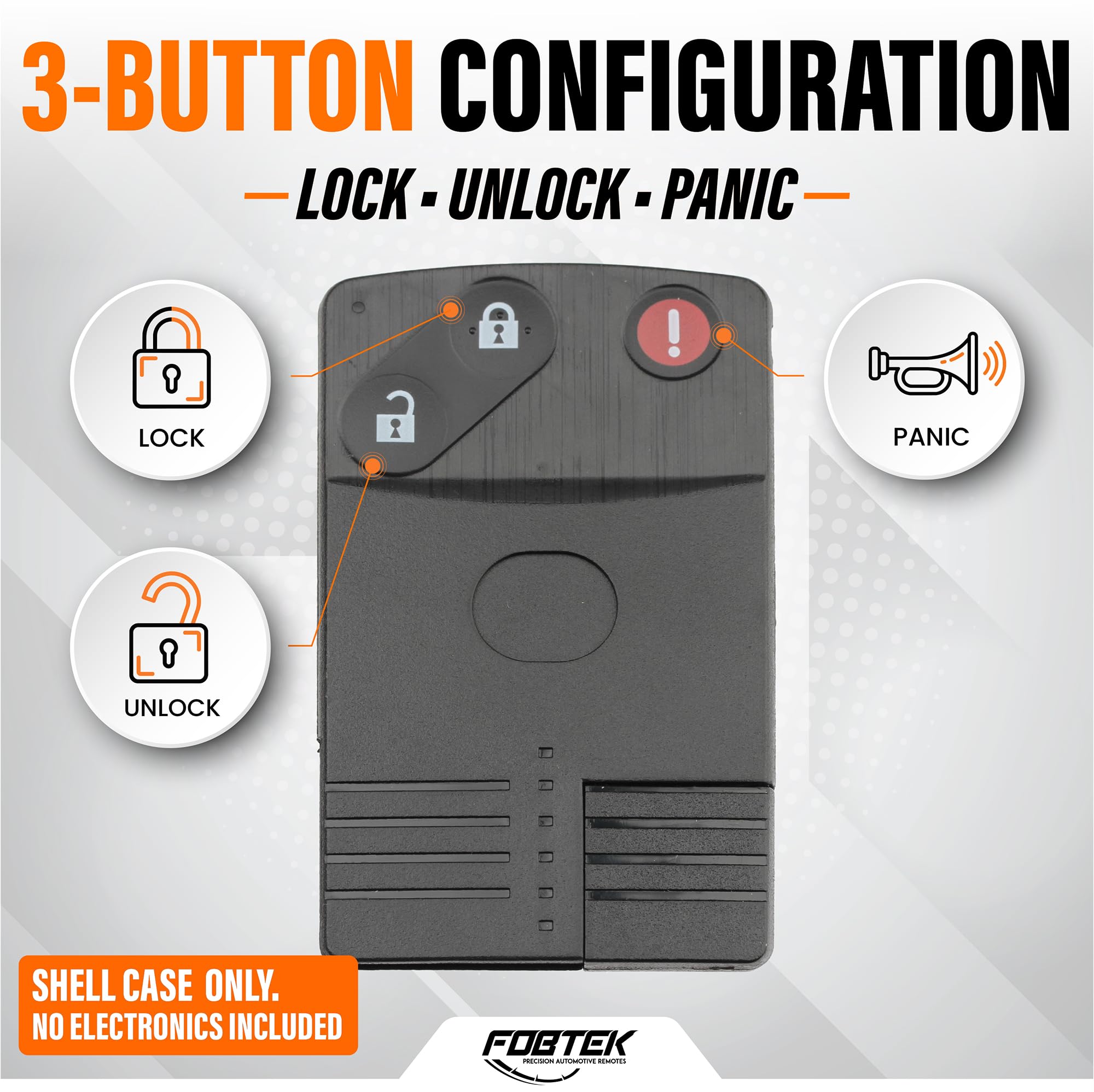 FOBTEK Key Fob Shell Case & Button Pad for Mazda BGBX1T458SKE11A01