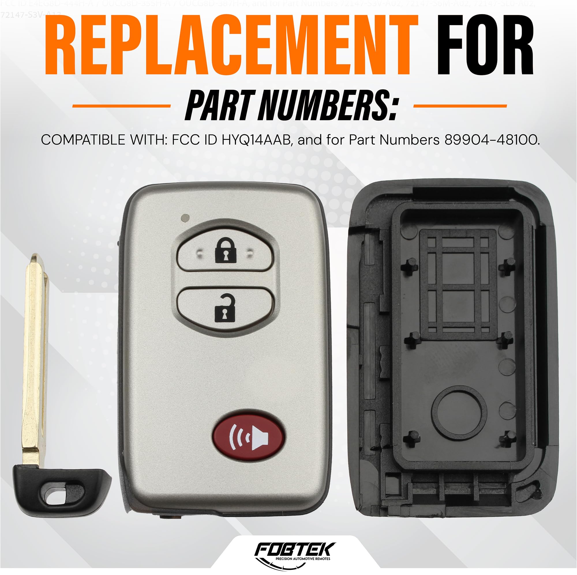 FOBTEK Smart Key Fob Shell Case for Toyota HYQ14AAB, 3-Button Gold