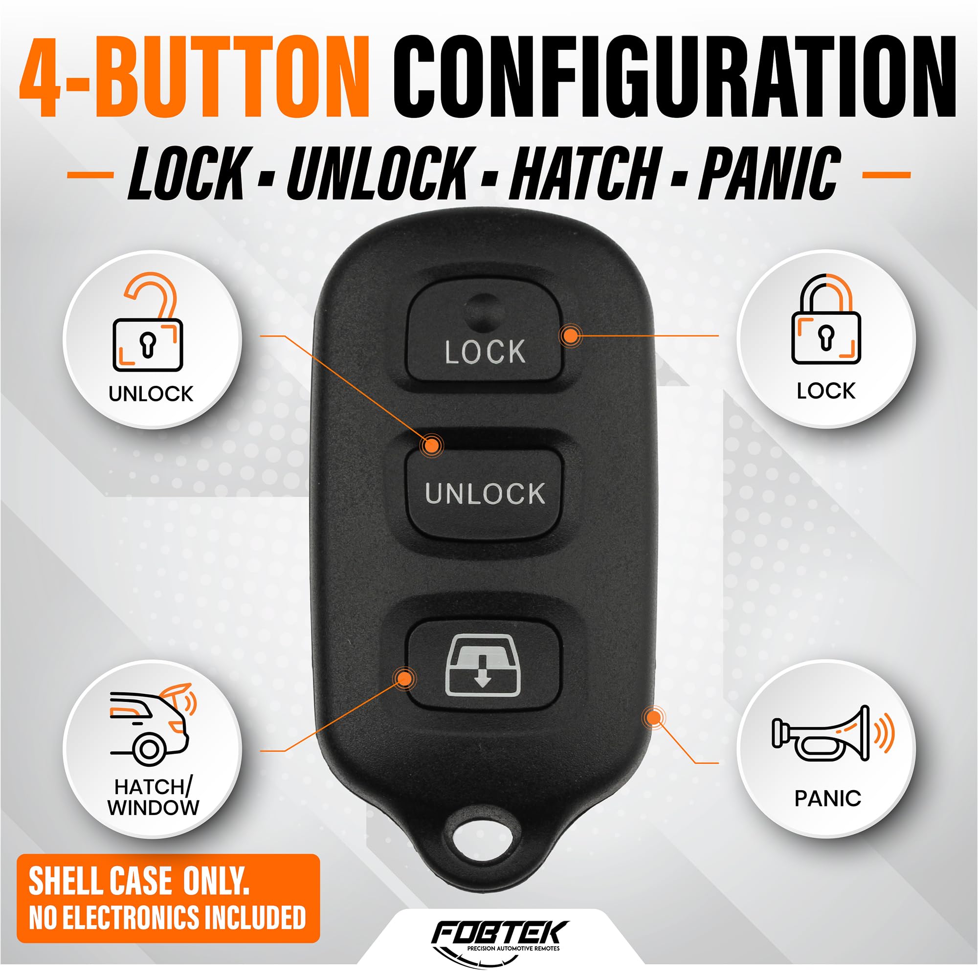 FOBTEK Key Fob Shell Case & Button Pad for Toyota HYQ12BBX, 3-Button