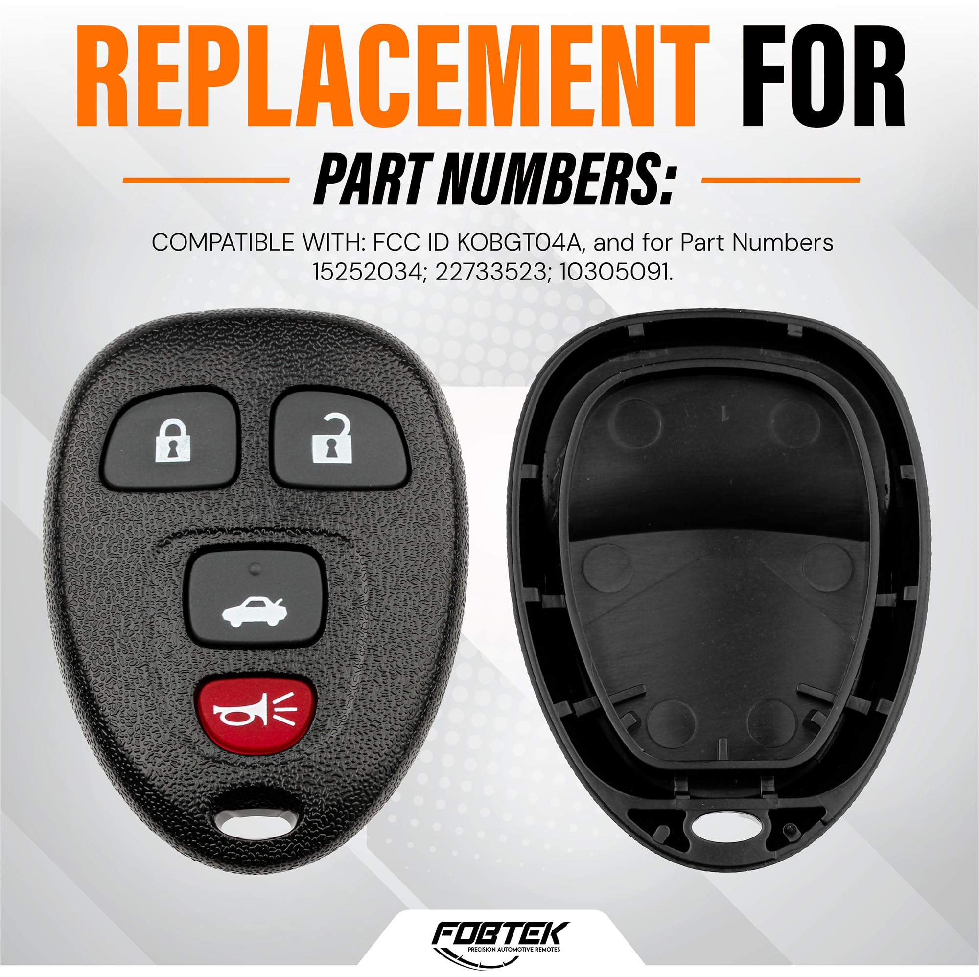 FOBTEK Key Fob Shell Case & Button Pad for Chevy Pontiac Buick KOBGT04A