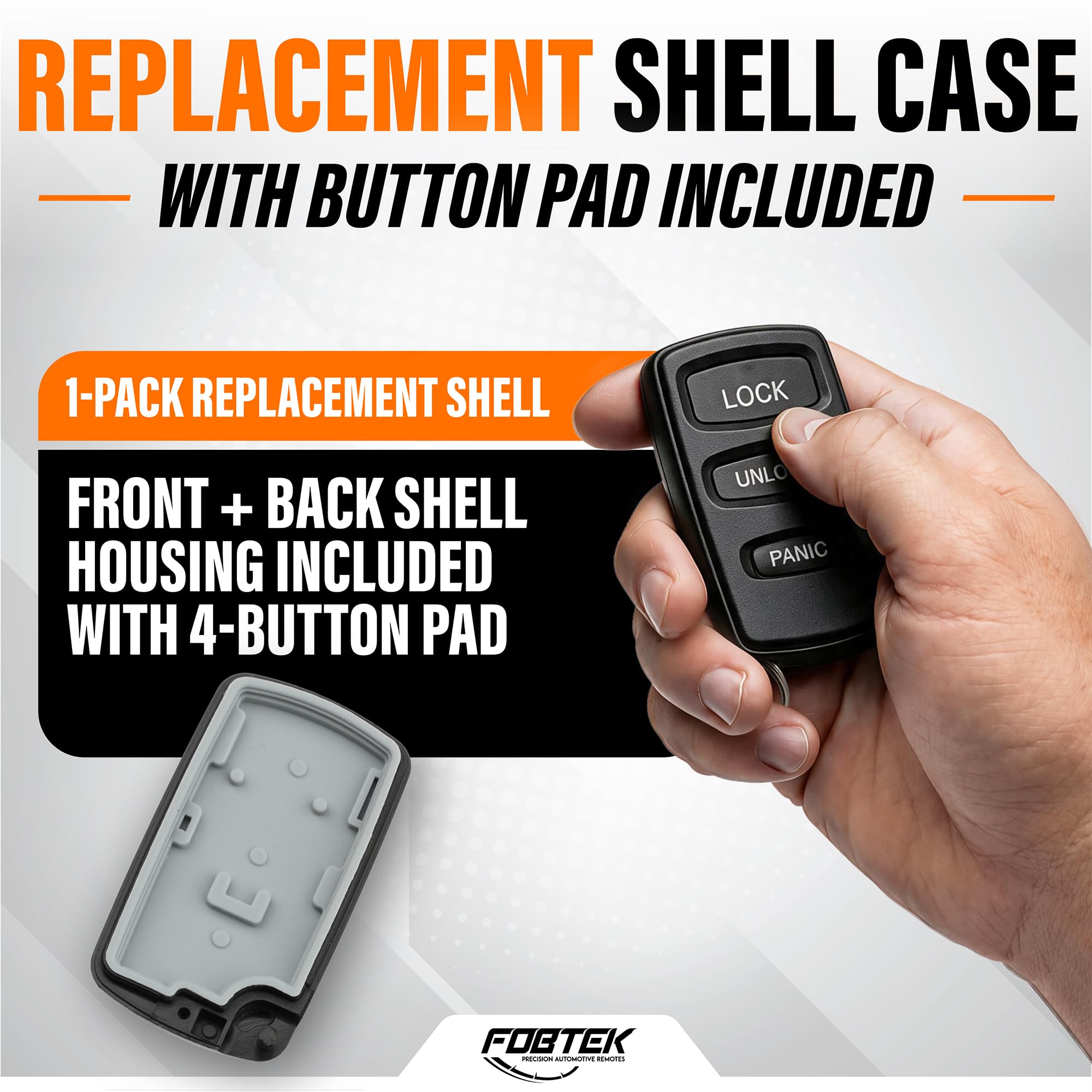 FOBTEK Key Fob Shell Case & Button Pad for Mitsubishi Chrysler G8D-525M-A
