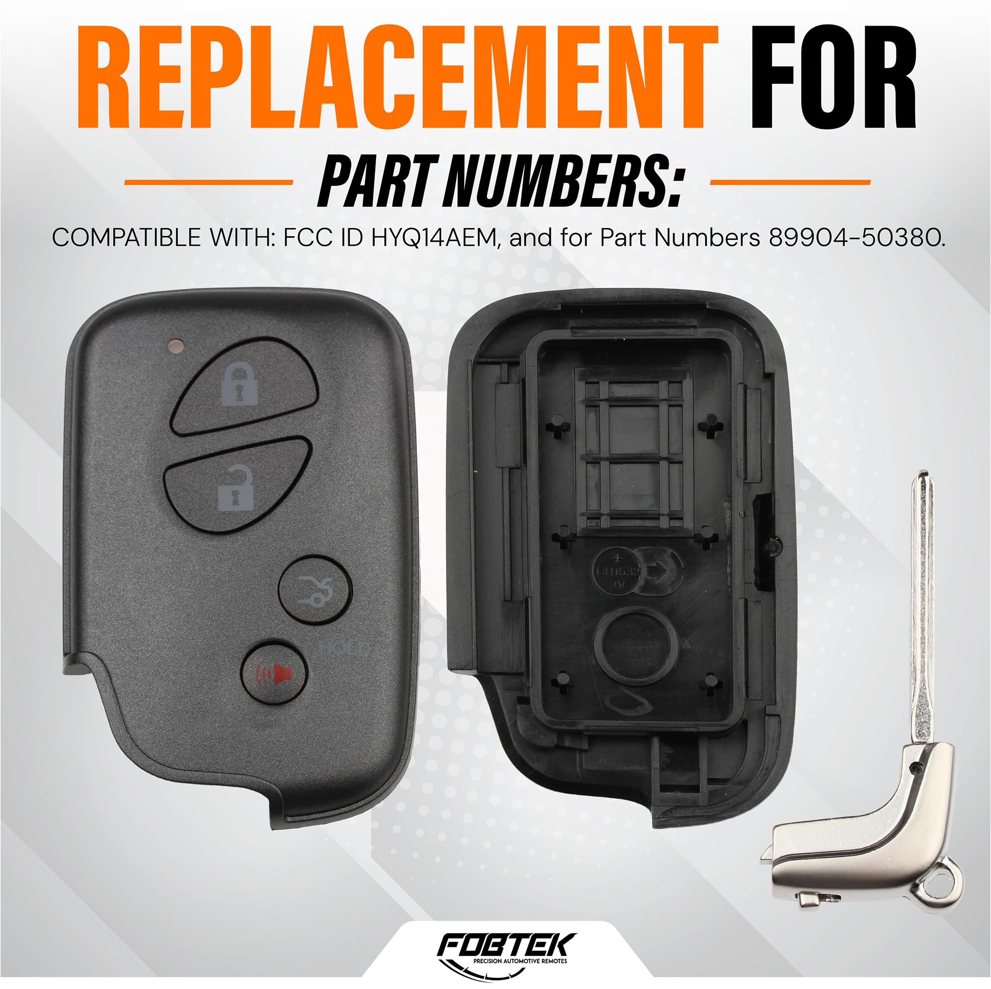 FOBTEK Smart Key Fob Shell Case for Lexus HYQ14AEM, 4-Button