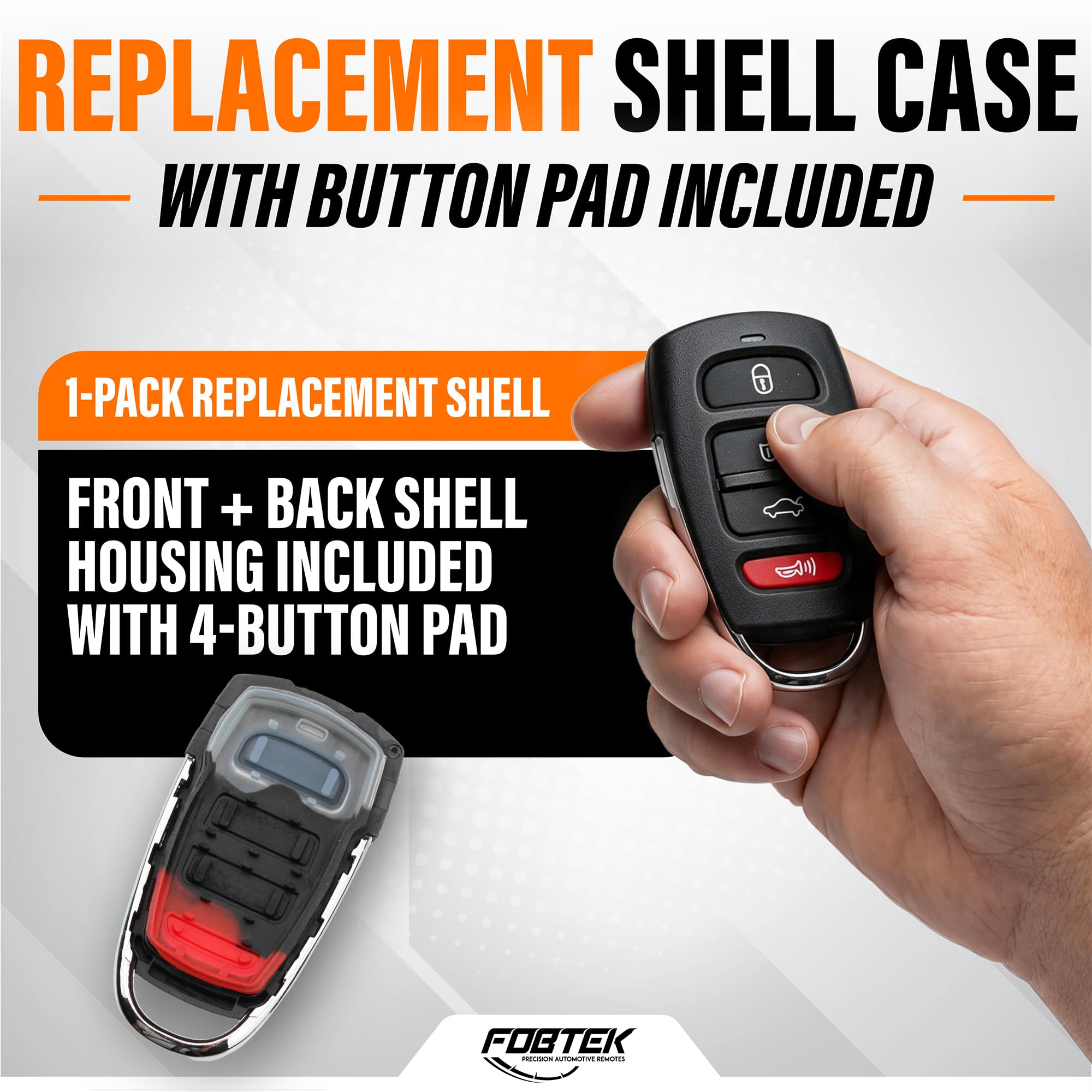FOBTEK Key Fob Shell Case & Button Pad for Hyundai SY55WY8212, 4-Button