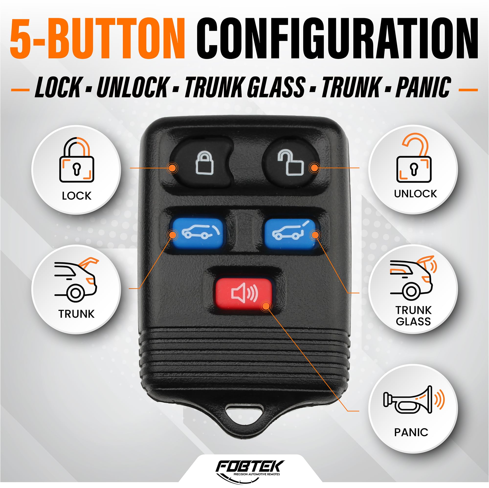 FOBTEK Key Fob Shell Case for Ford Lincoln CWTWB1U551, 5-Button