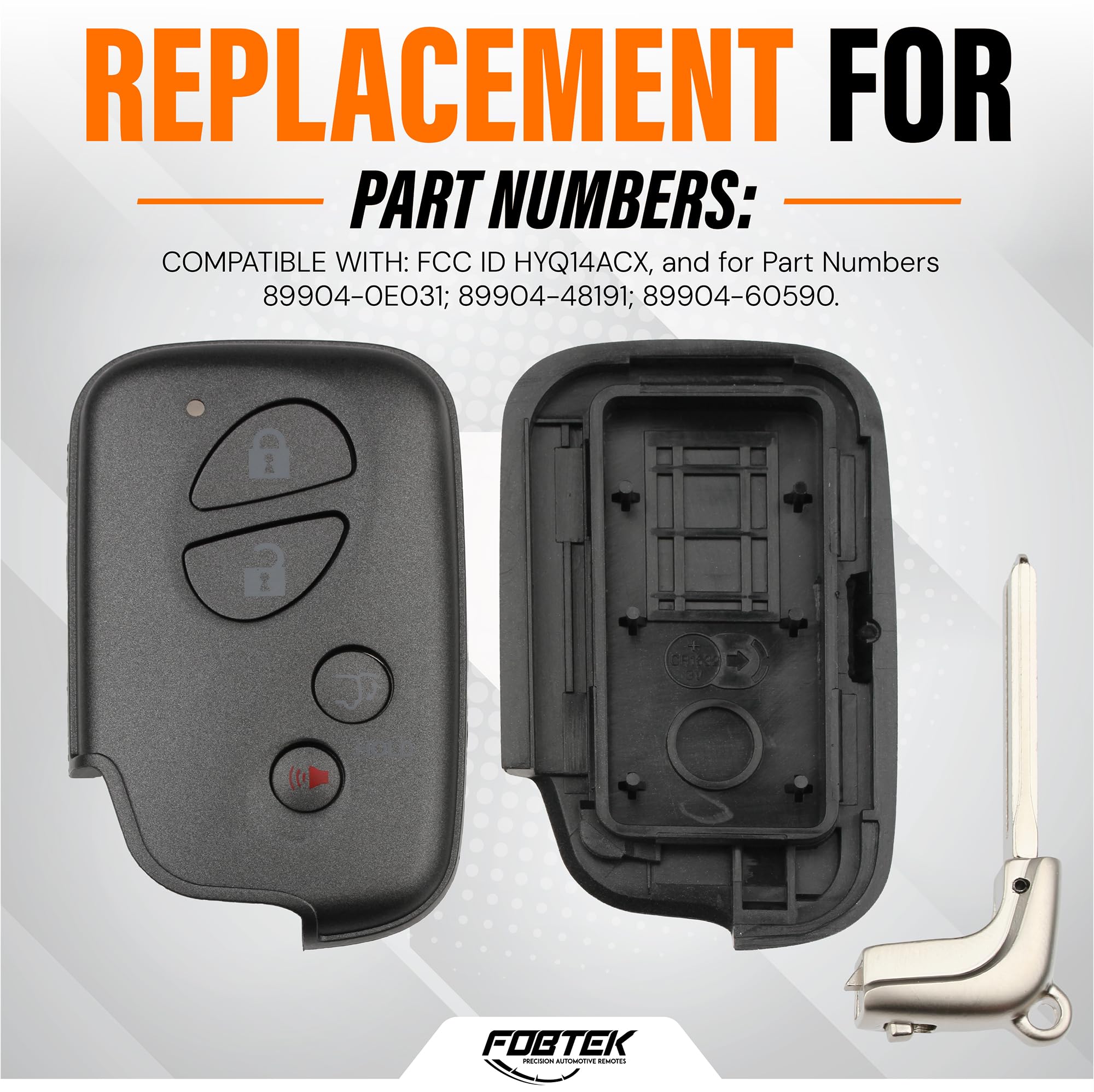 FOBTEK Smart Key Fob Shell Case for Lexus HYQ14ACX, 4-Button