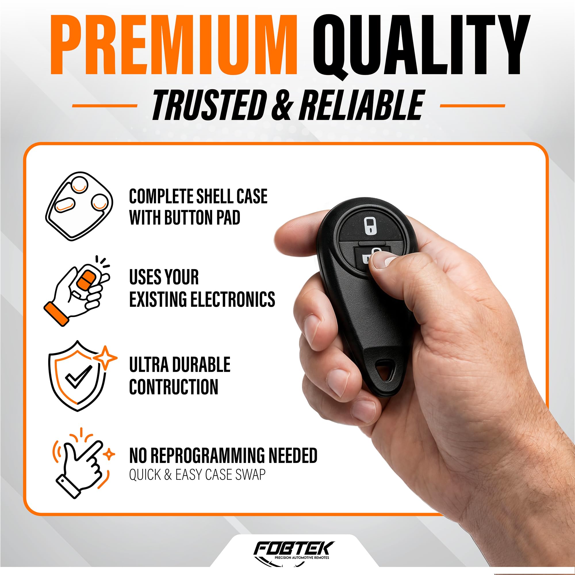 FOBTEK Key Fob Shell Case & Button Pad for Subaru NHVWB1U711, 2-Button