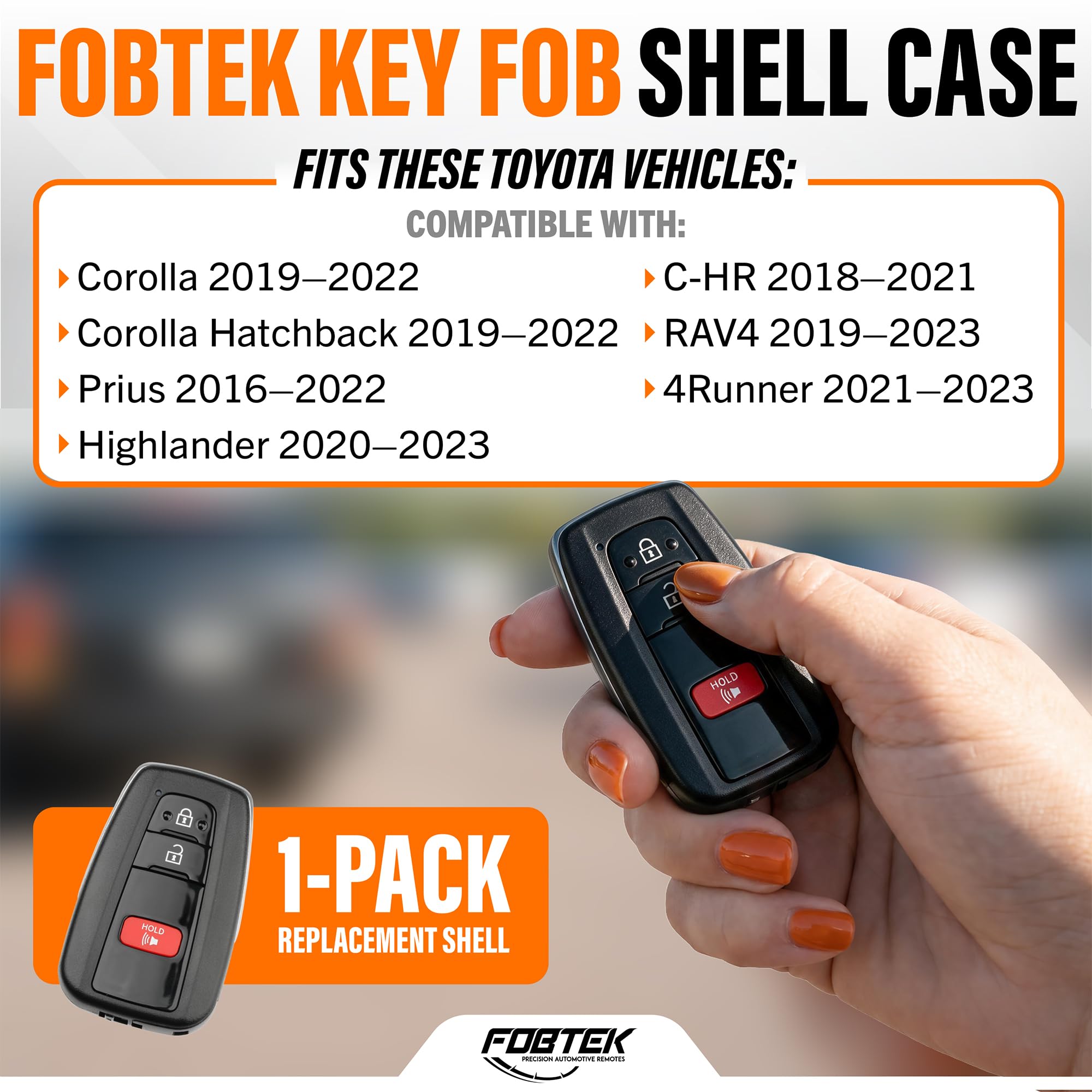 FOBTEK Smart Key Fob Shell Case for Toyota HYQ14FBC, 3-Button