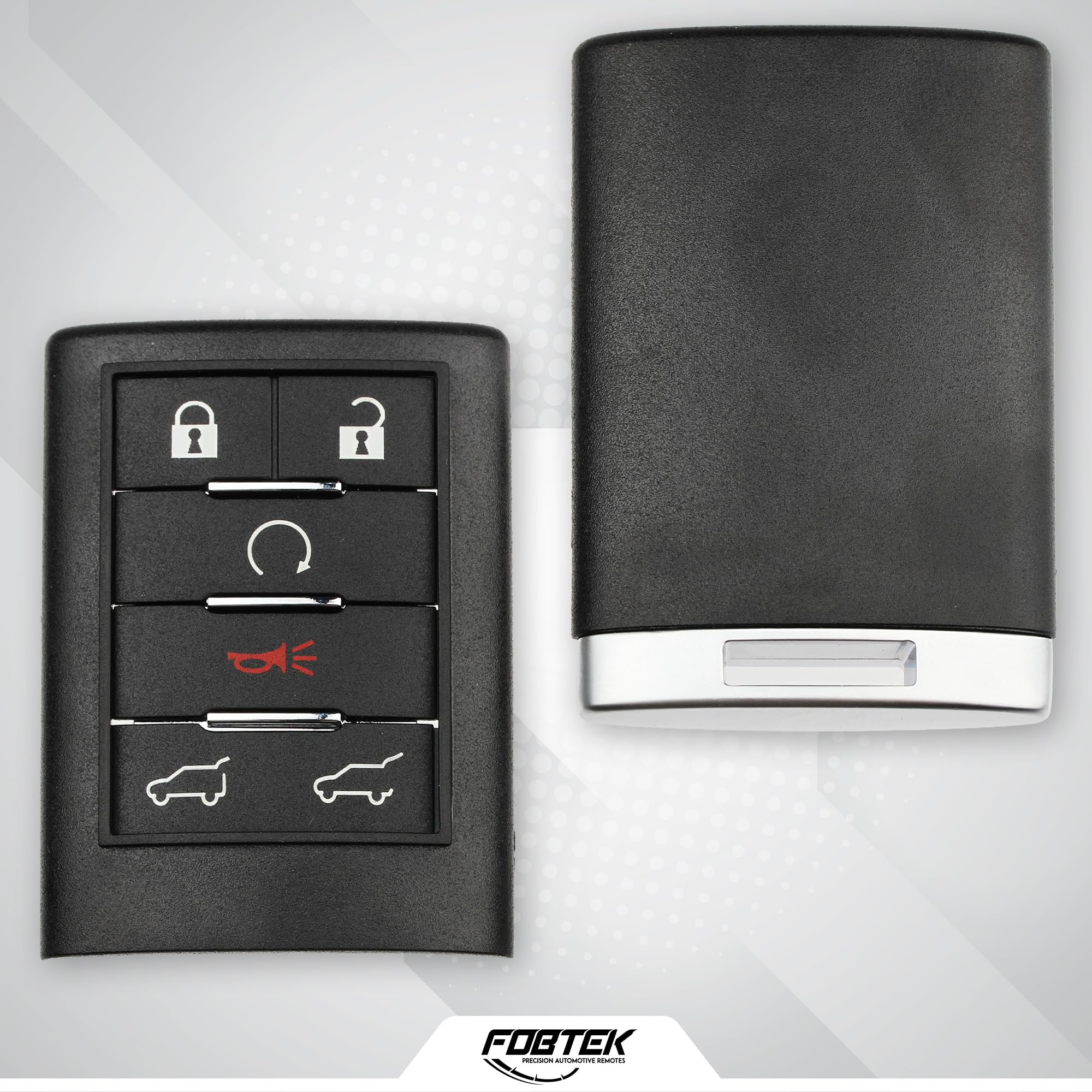 FOBTEK Key Fob Shell Case & Button Pad for Cadillac OUC6000066, 6-Button