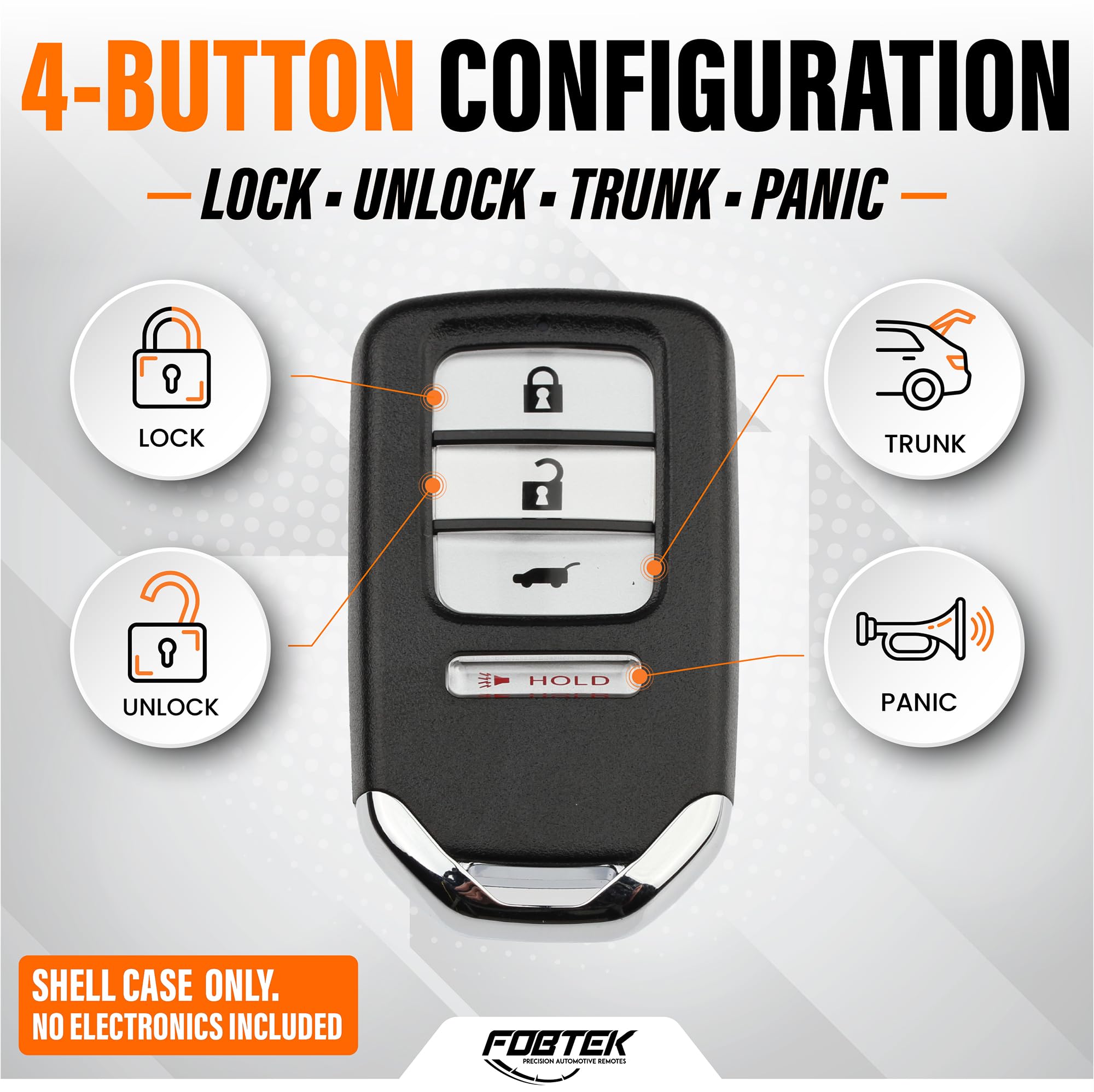 FOBTEK Smart Key Fob Shell Case for Honda KR5V1X, 4-Button
