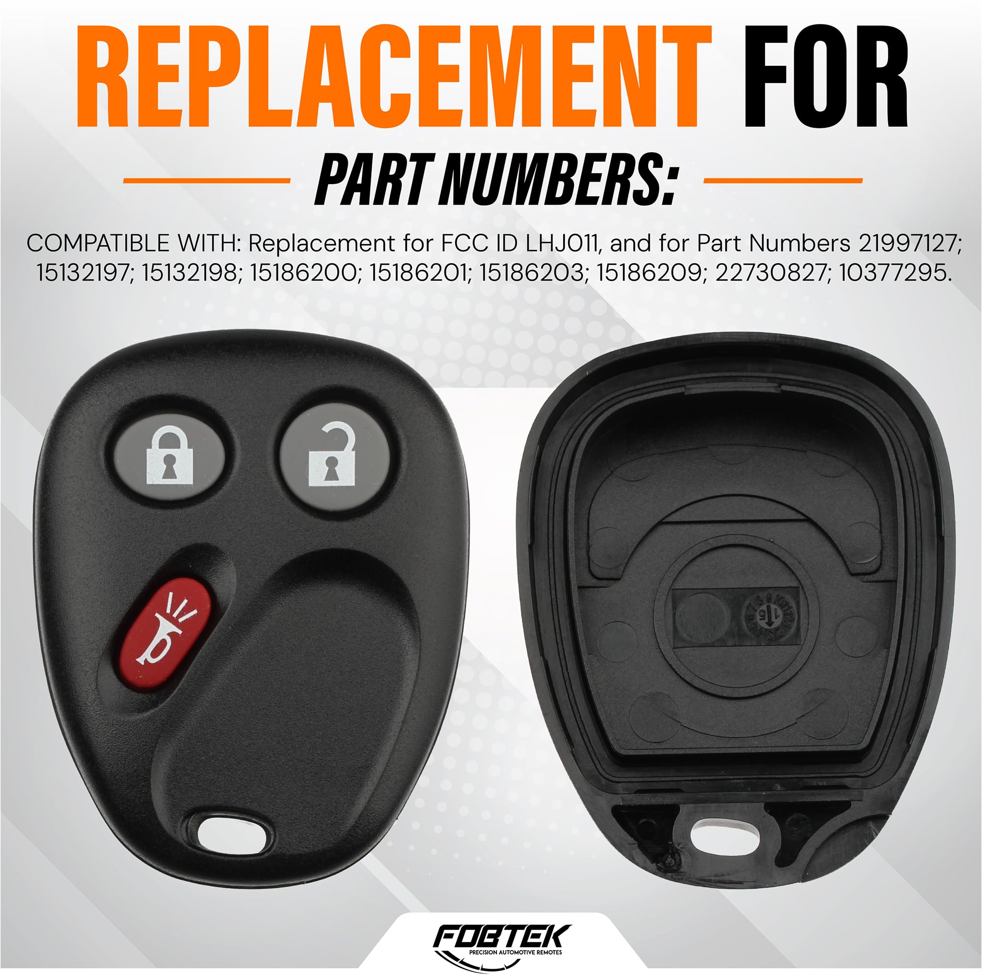 FOBTEK Key Fob Shell Case & Button Pad for Chevy GMC Cadillac LHJ011