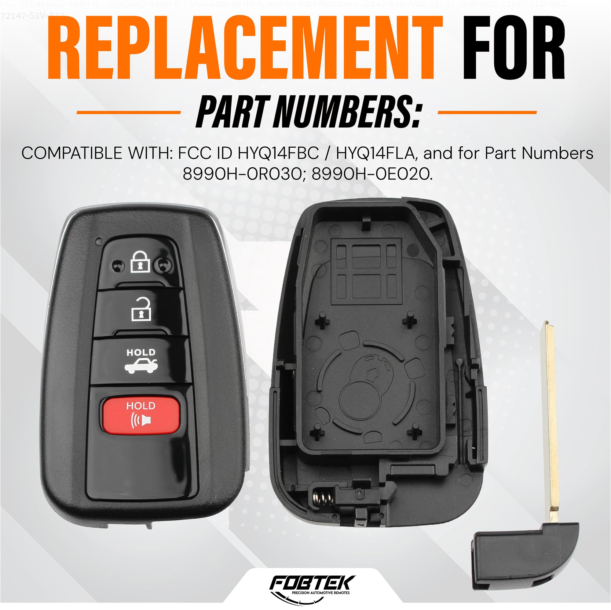 FOBTEK Smart Key Fob Shell Case for Toyota HYQ14FBC, 4-Button