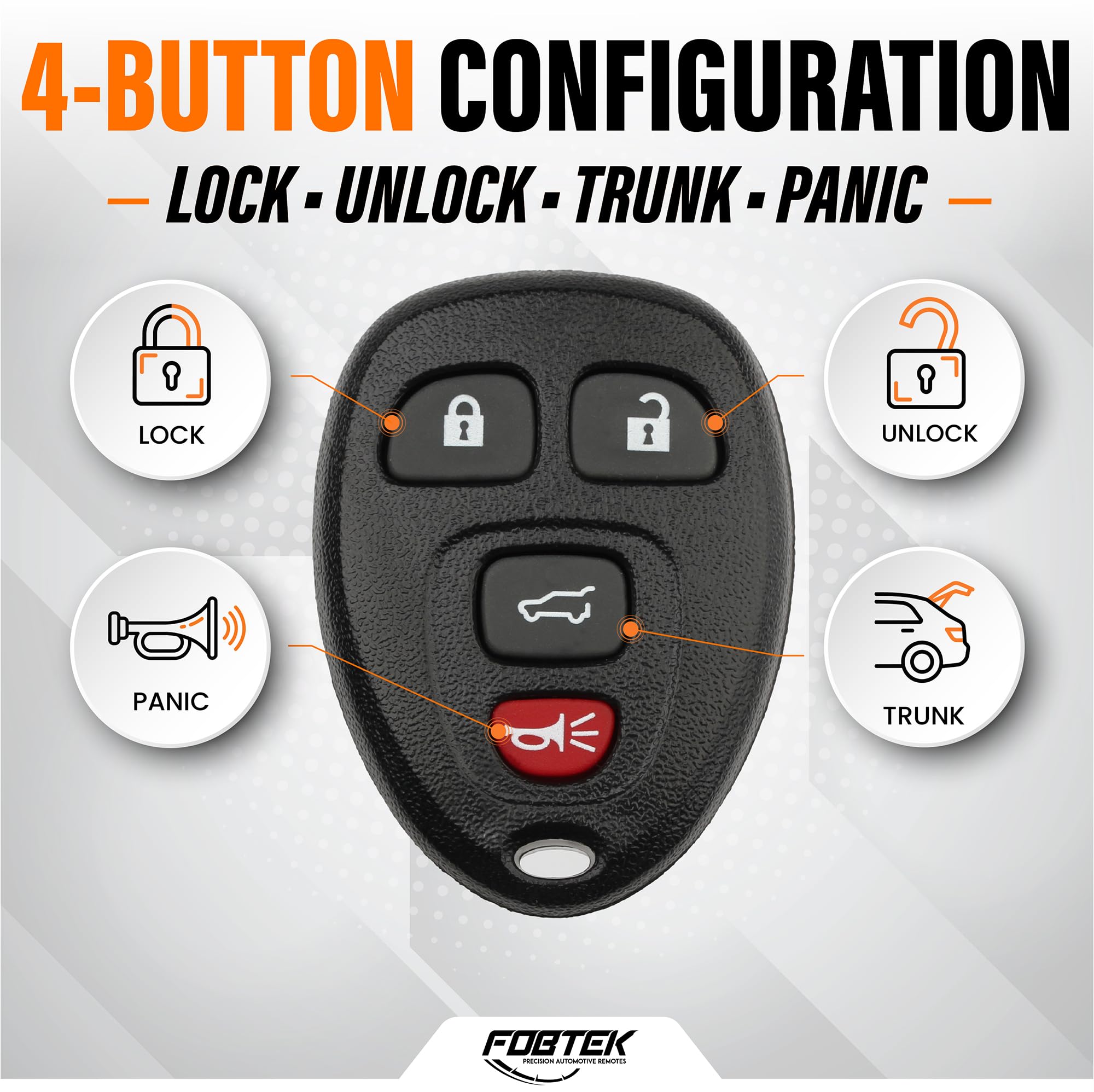 FOBTEK Key Fob Shell Case for Chevy Cadillac GMC OUC60270, 4-Button