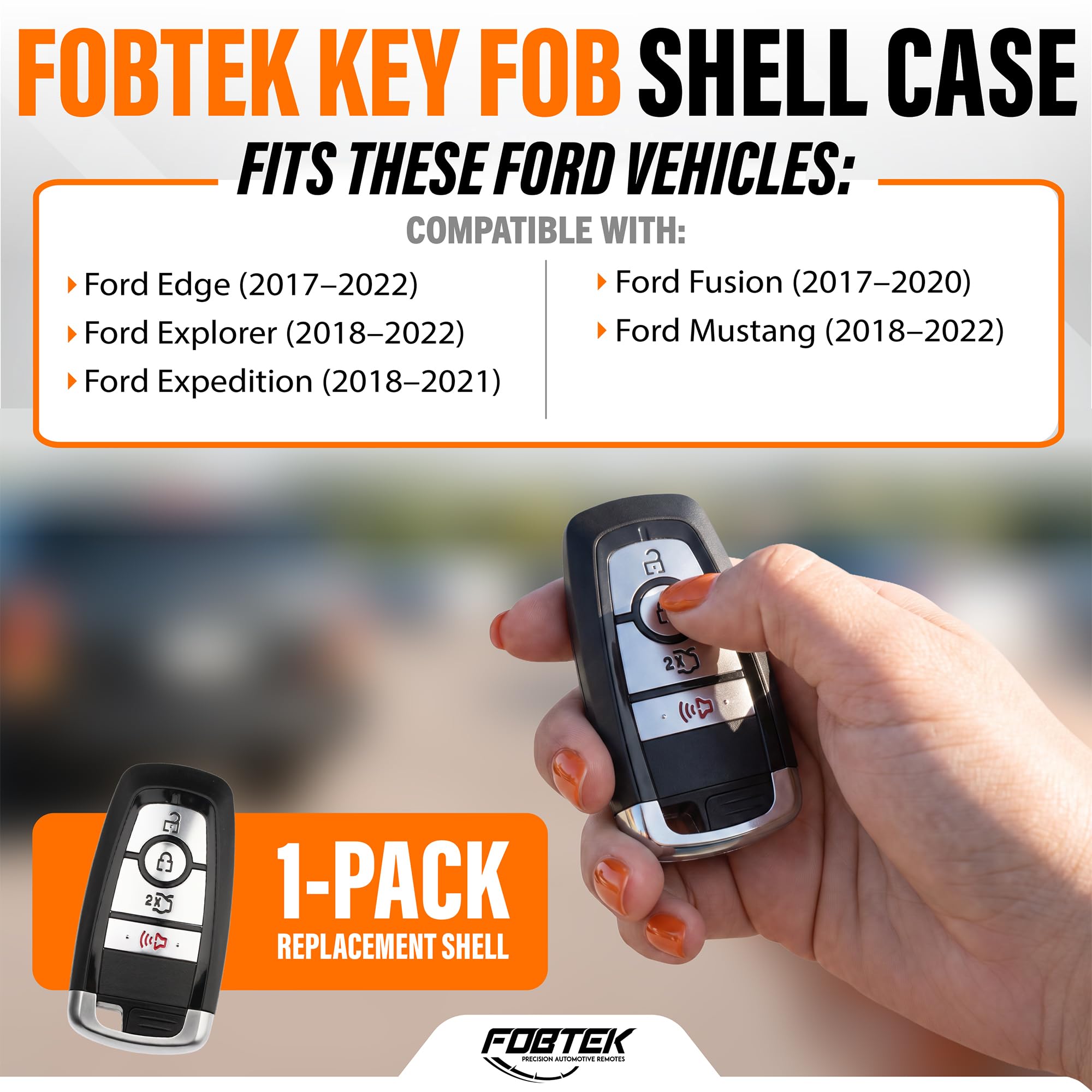 FOBTEK Smart Key Fob Shell Case for Ford M3N-A2C93142300, 4-Button