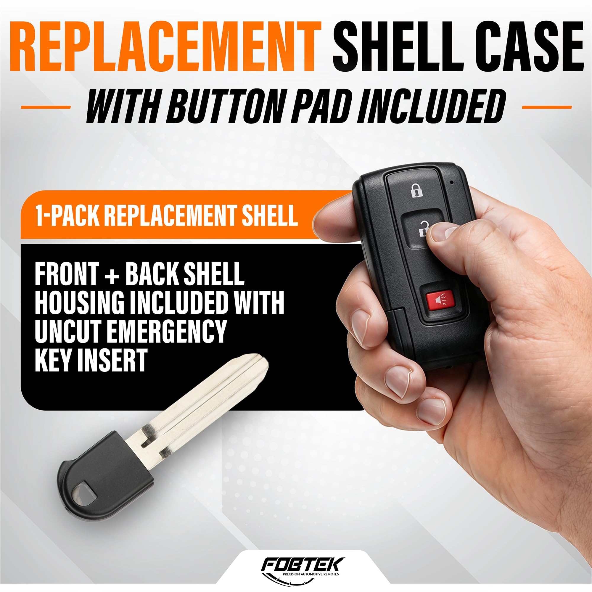 FOBTEK Smart Key Fob Shell Case & Button Pad for Toyota MOZB31EG, 3-Button