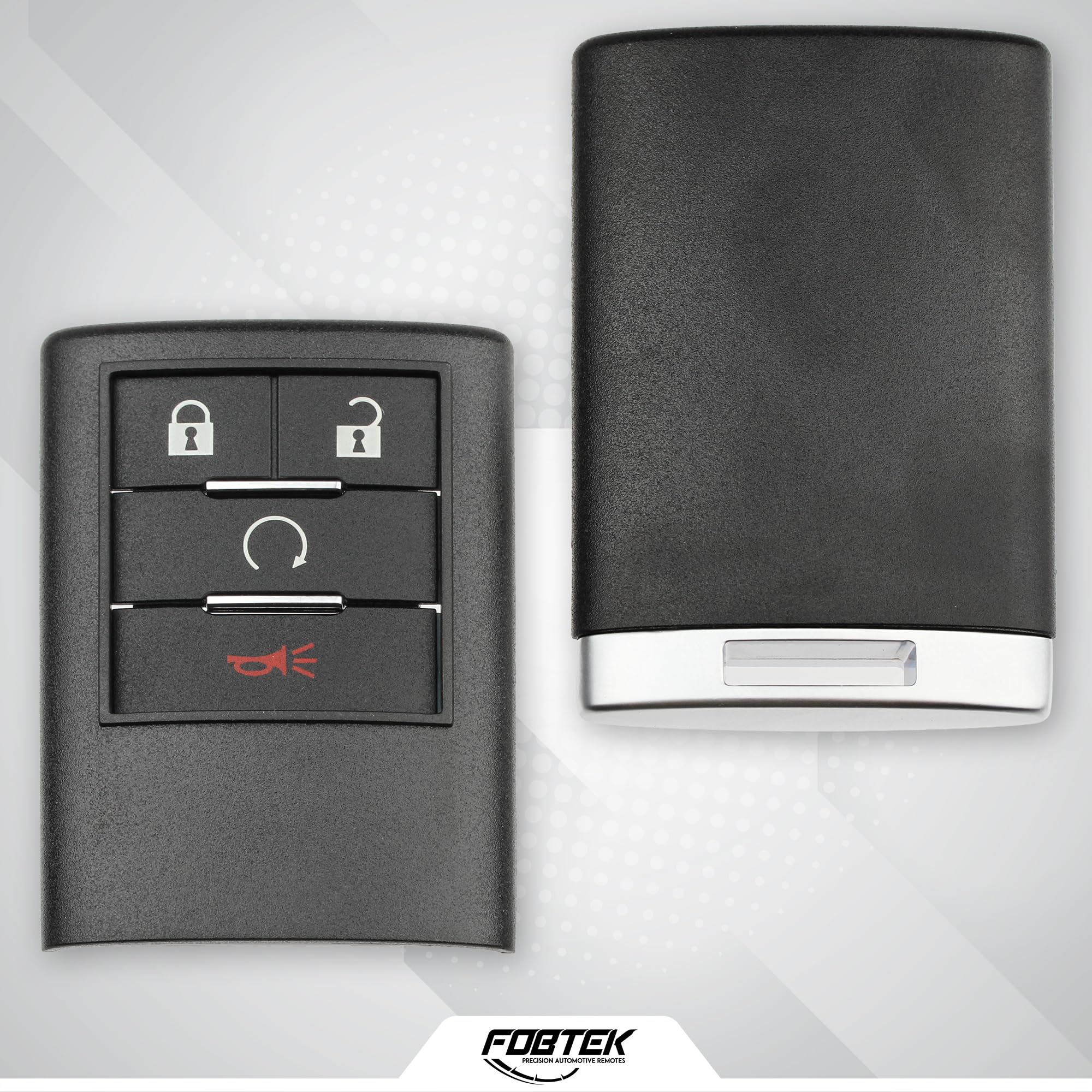 FOBTEK Key Fob Shell Case & Button Pad for Cadillac OUC6000066, 4-Button