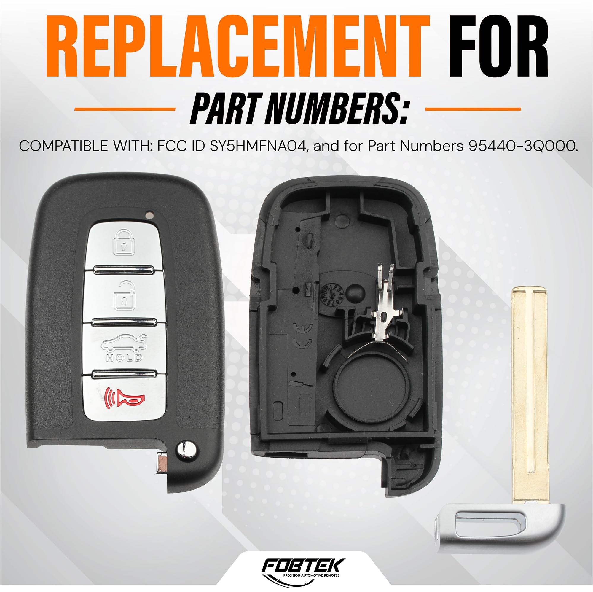 FOBTEK Key Fob Shell Case for Hyundai Kia SY5HMFNA04, 4-Button