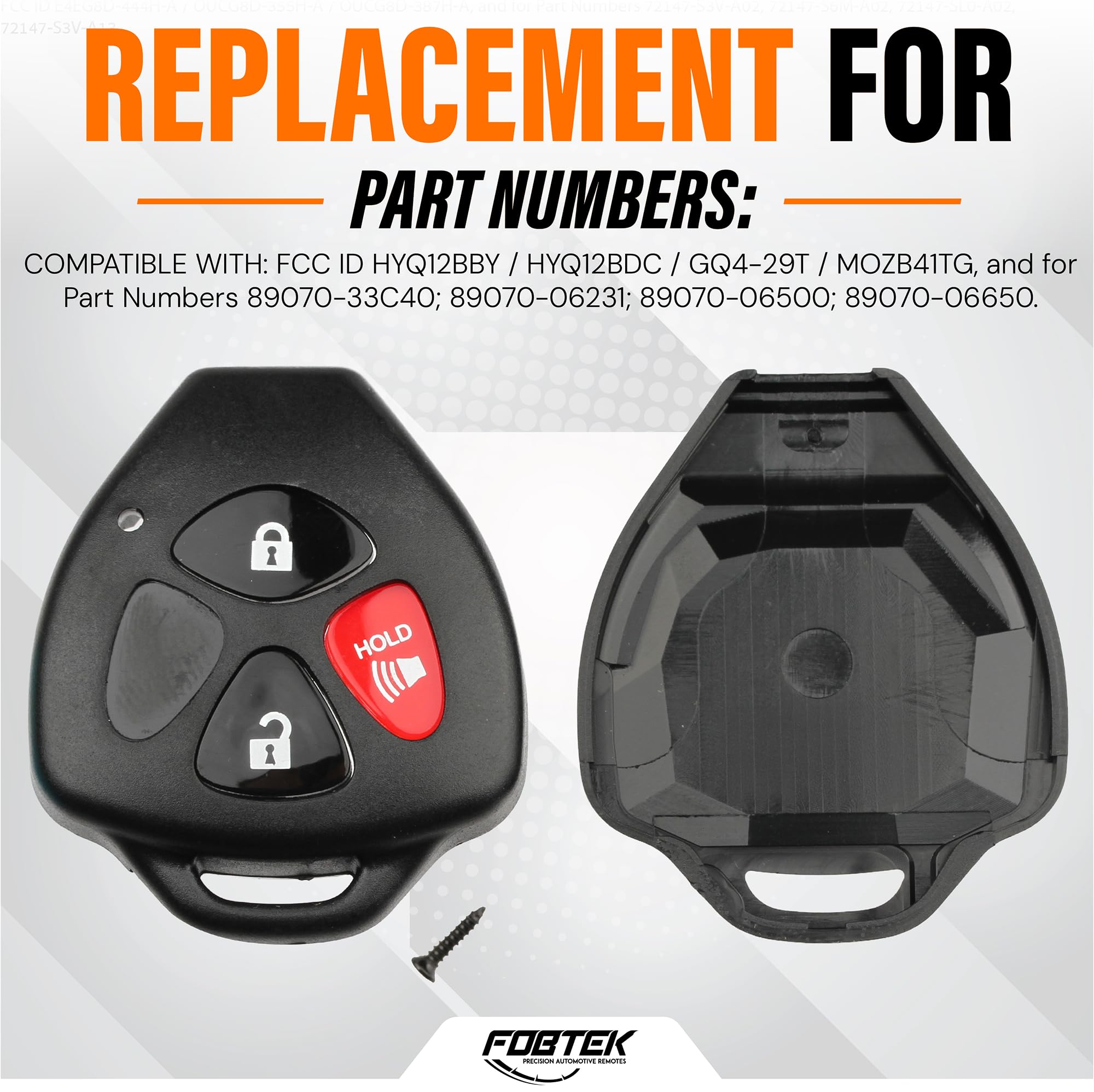 FOBTEK Key Fob Shell Case for Toyota Pontiac Scion HYQ12BBY, 3-Button