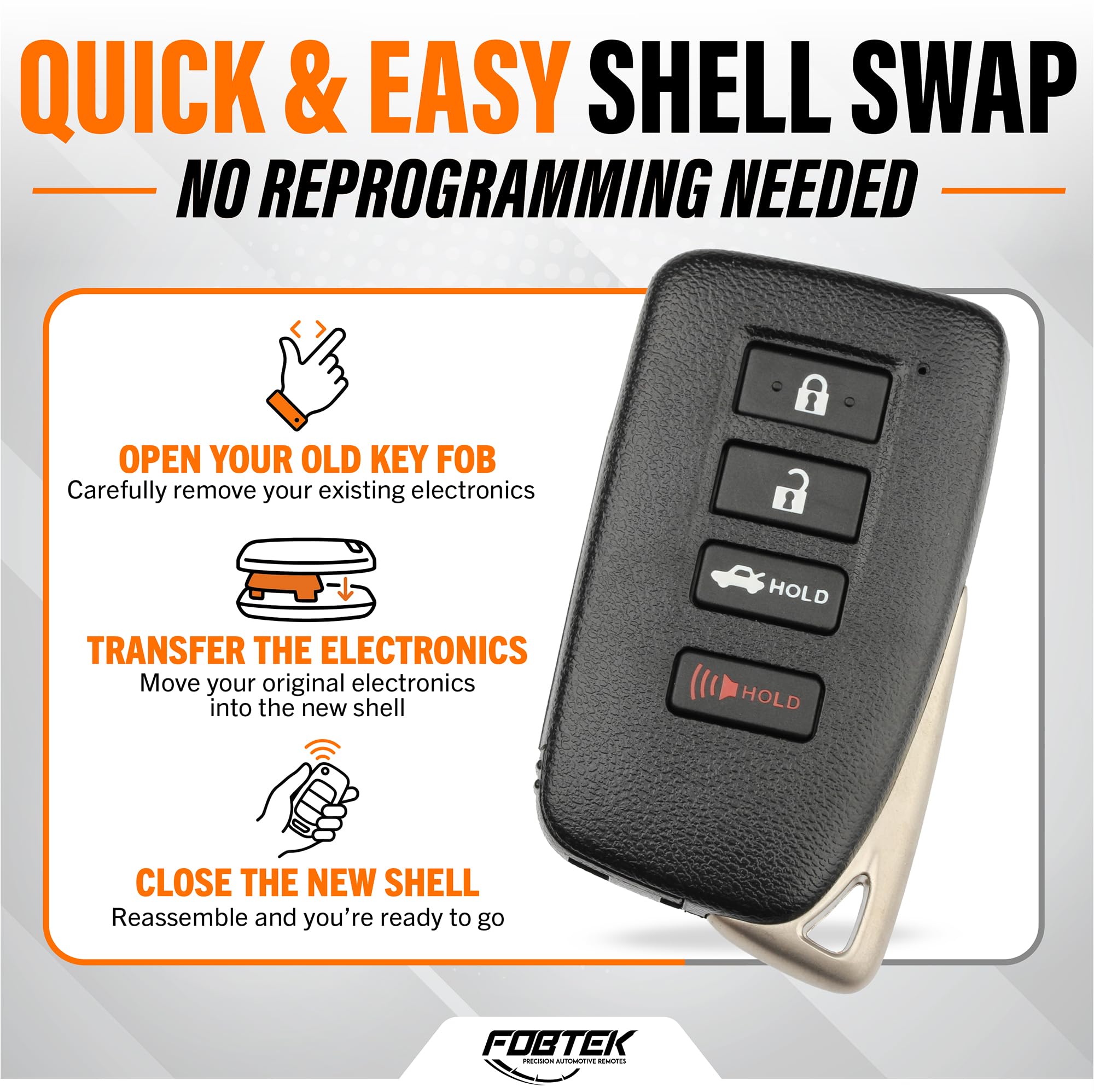 FOBTEK Smart Key Fob Shell Case for Lexus HYQ14FBA, 4-Button