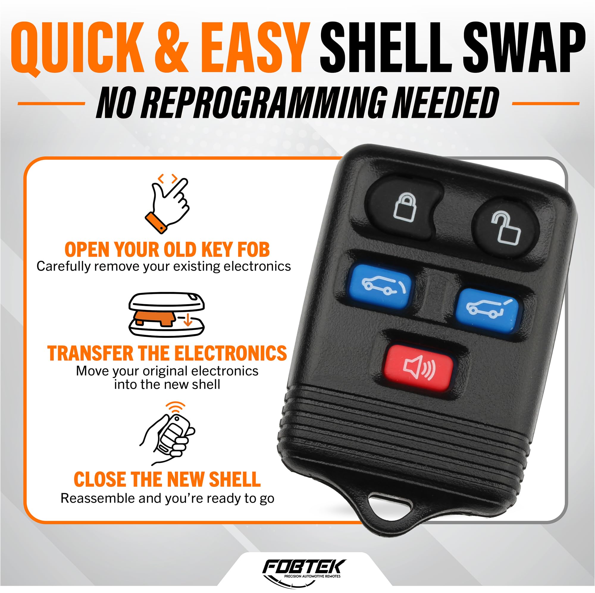 FOBTEK Key Fob Shell Case for Ford Lincoln CWTWB1U551, 5-Button