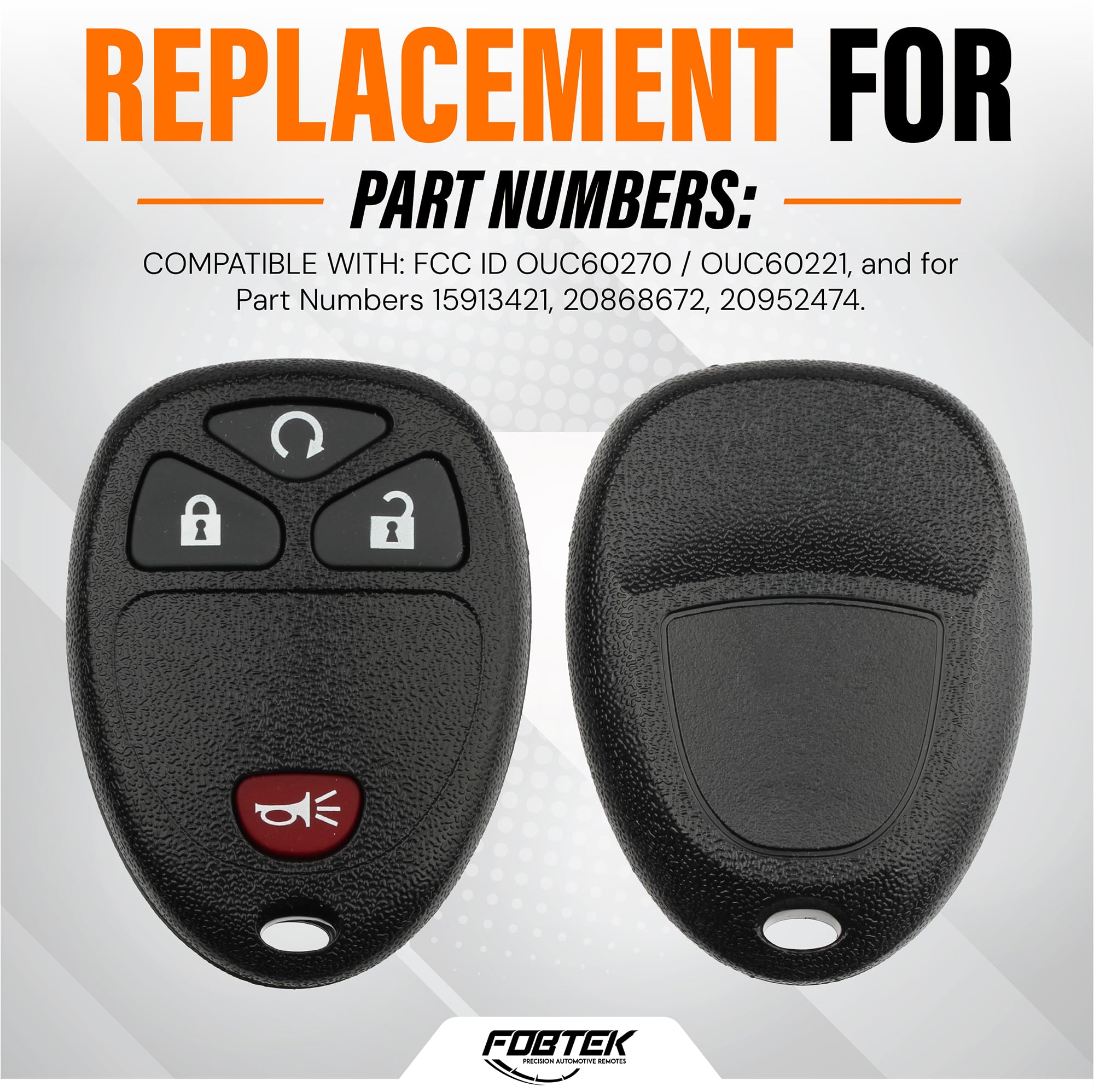 FOBTEK Key Fob Keyless Remote for Chevy GMC Cadillac OUC60270, 4-Button