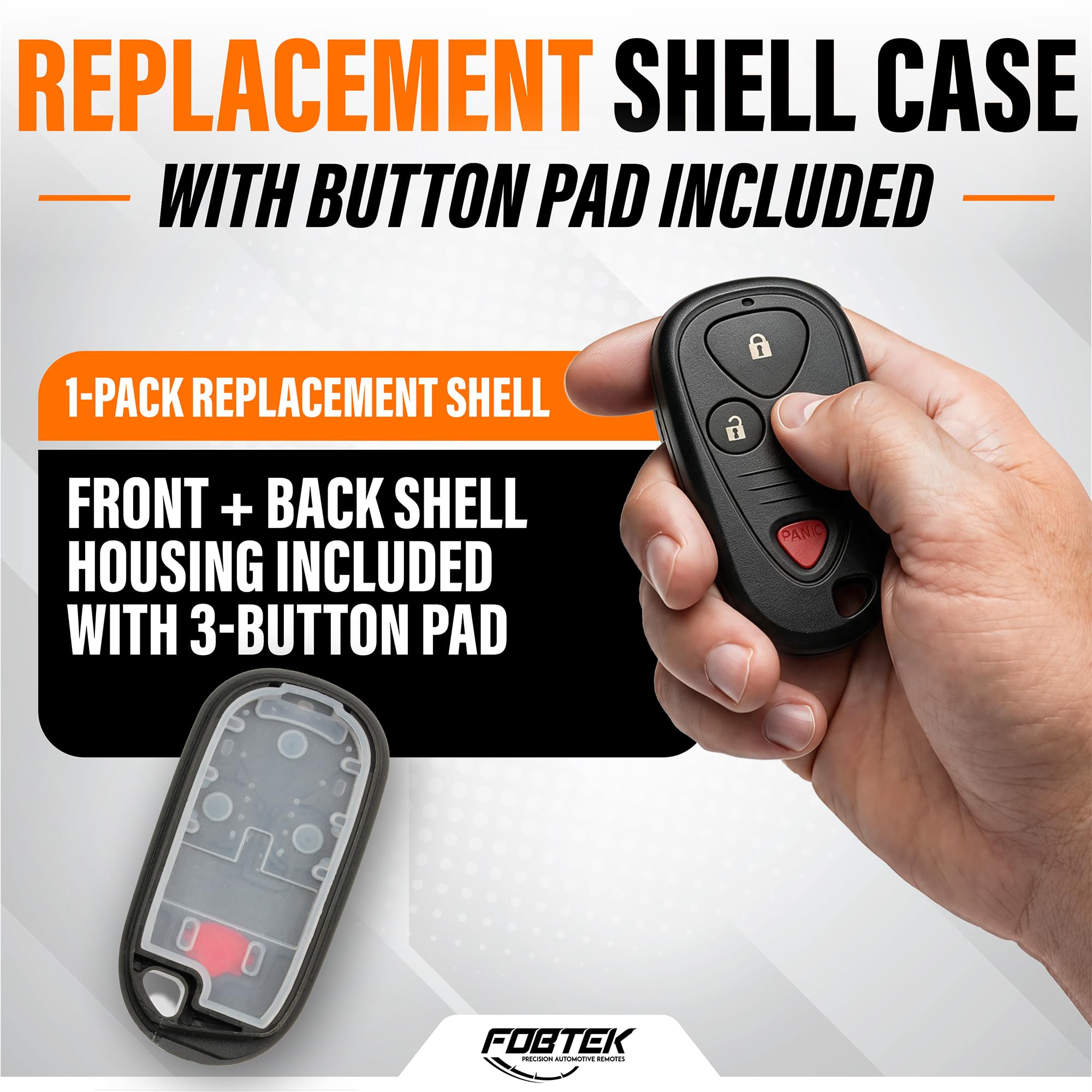 FOBTEK Key Fob Shell Case & Button Pad for Acura E4EG8D-444H-A, 3-Button
