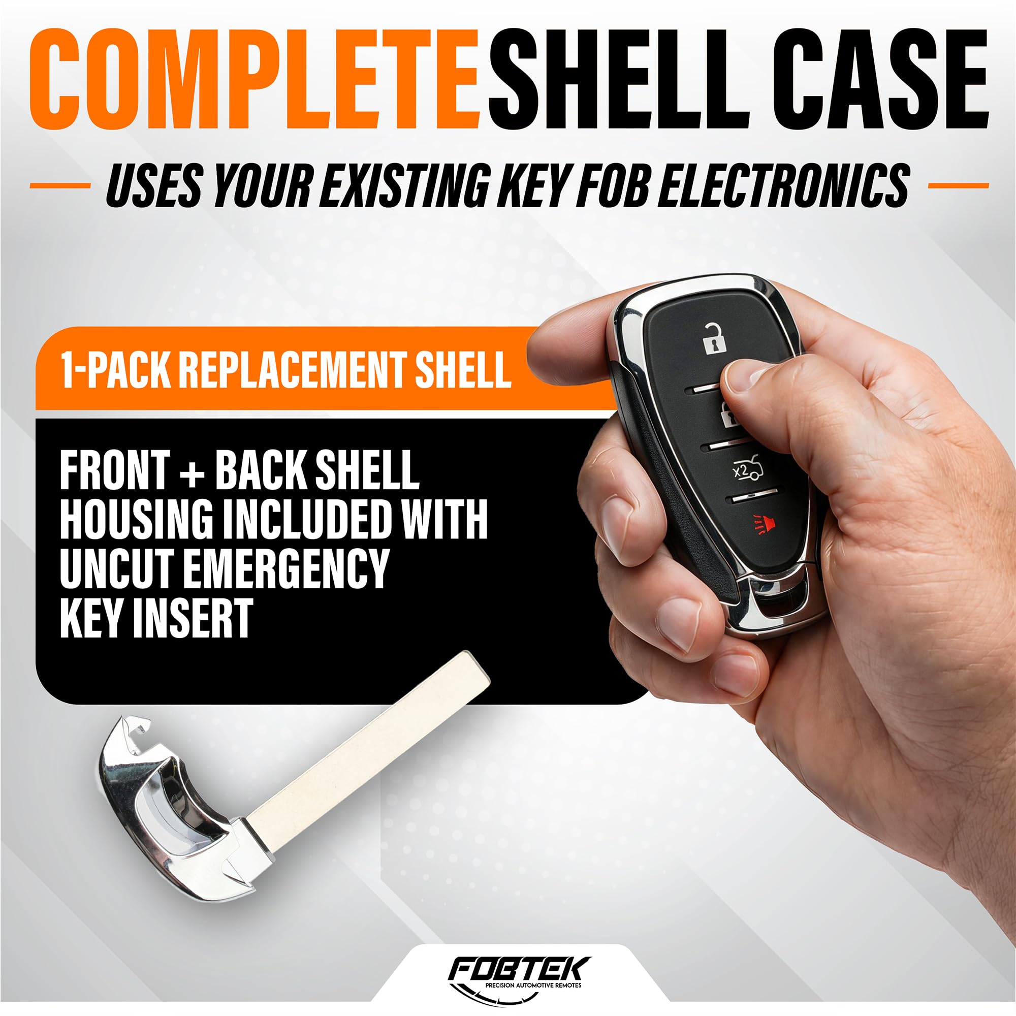 FOBTEK Smart Key Fob Shell Case for Chevy HYQ4EA, 4-Button