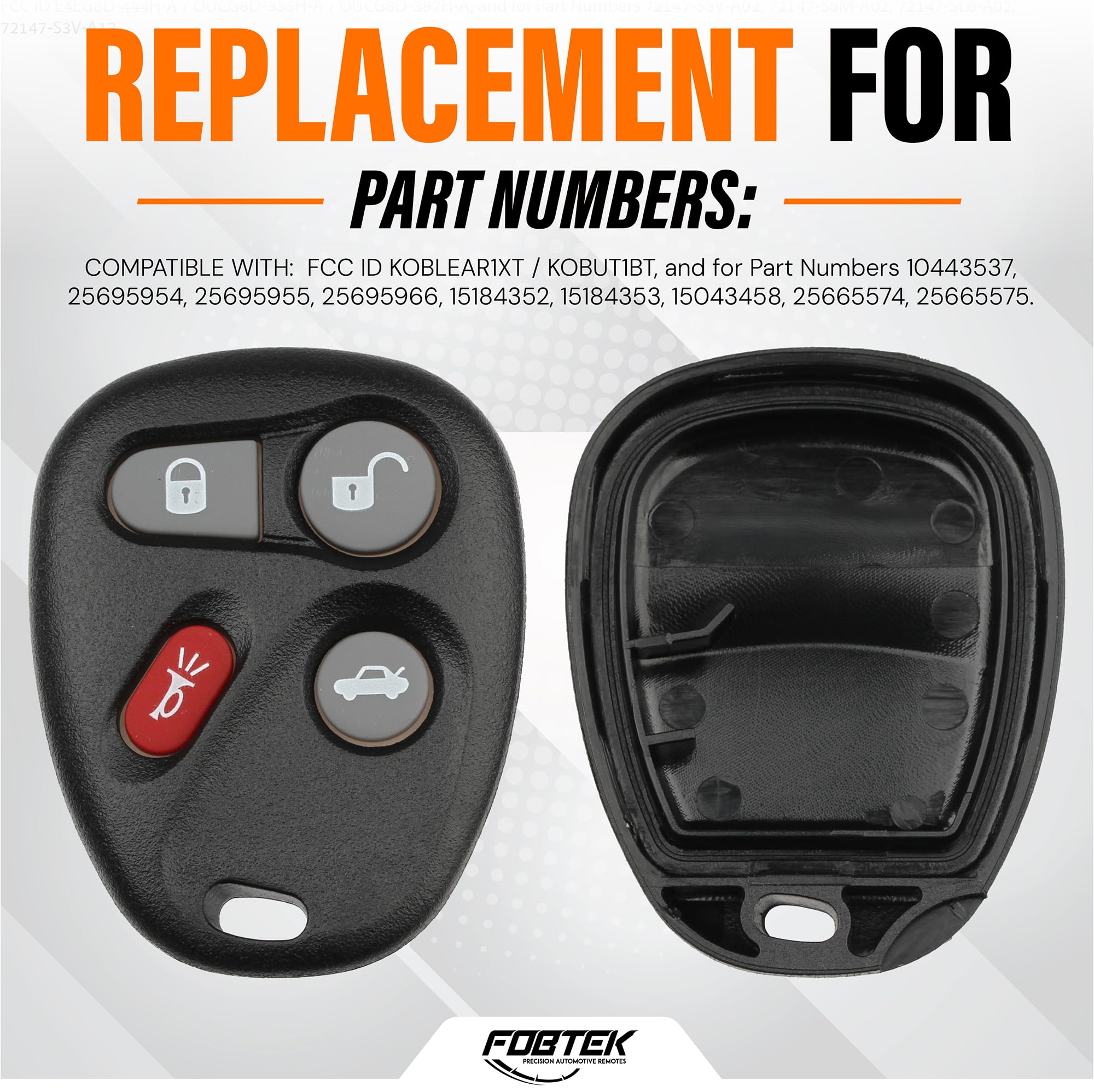 FOBTEK Key Fob Shell Case for Chevy Pontiac Buick KOBLEAR1XT