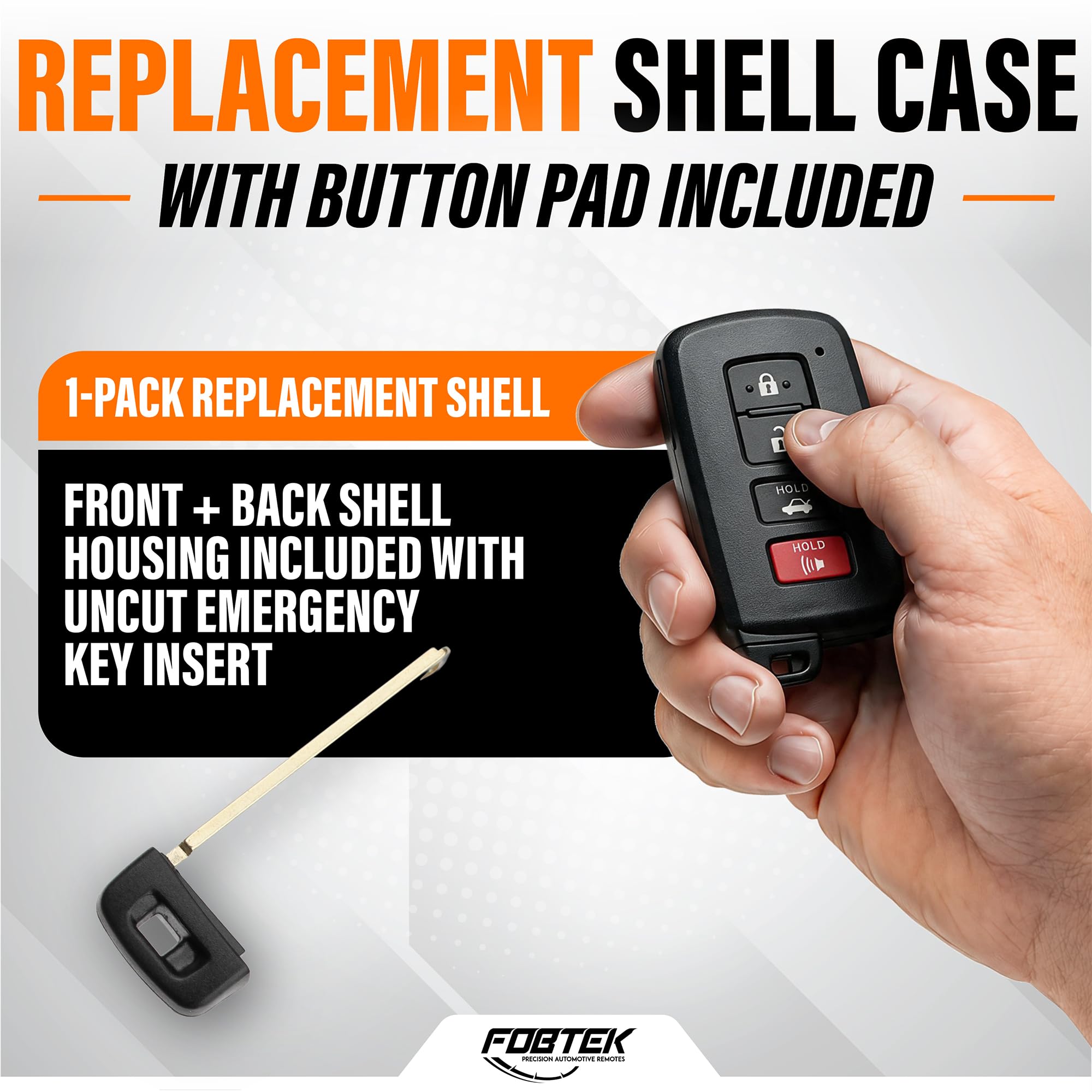 FOBTEK Smart Key Fob Shell Case for Toyota HYQ14FBA, 4-Button