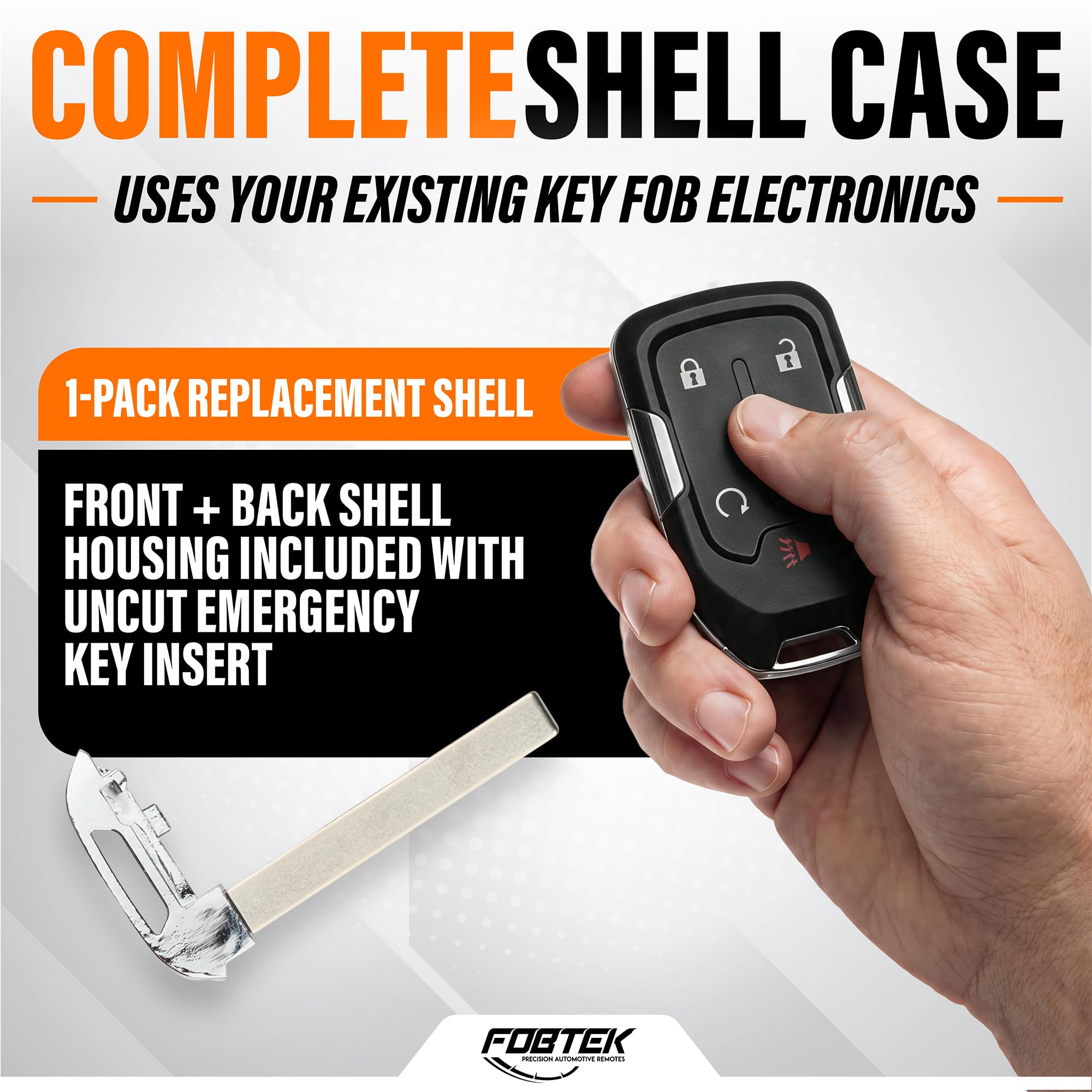FOBTEK Smart Key Fob Shell Case & Button Pad for GMC Chevy HYQ1AA, 5-Button
