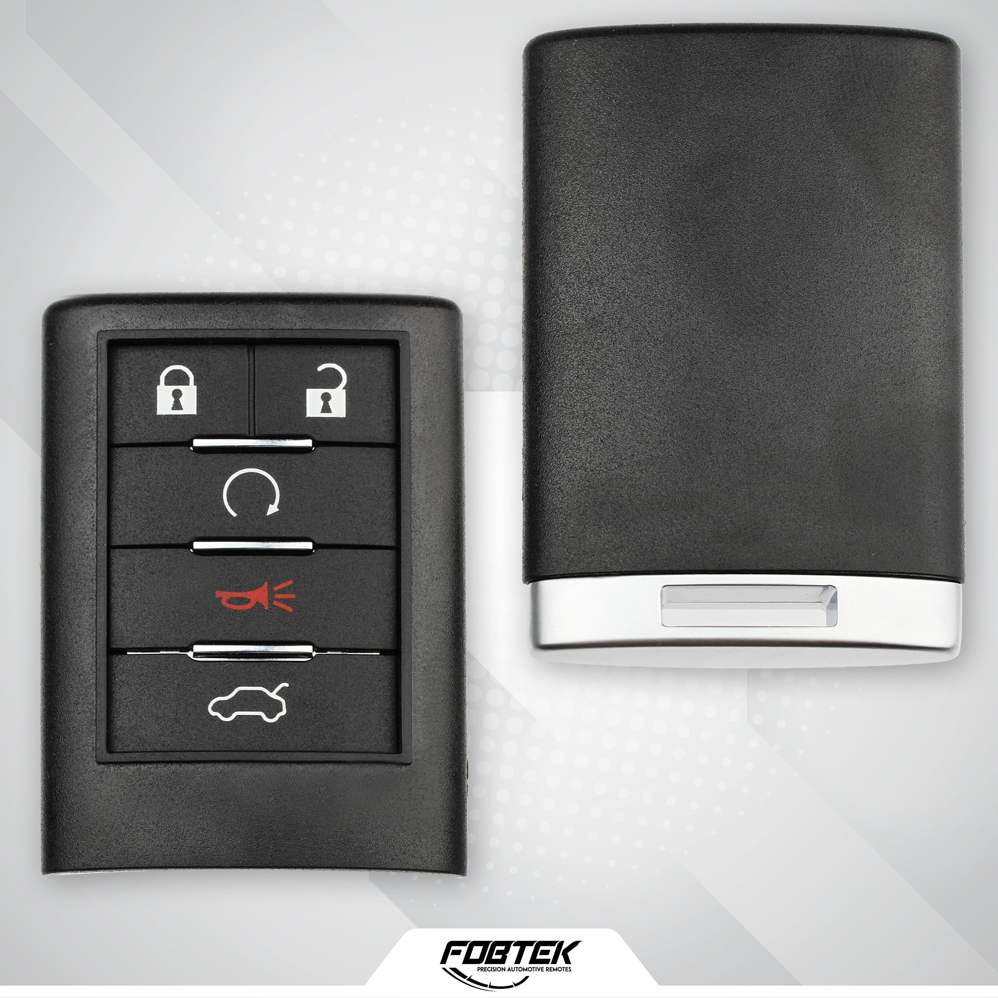 FOBTEK Key Fob Shell Case & Button Pad for Cadillac OUC6000066, 5-Button
