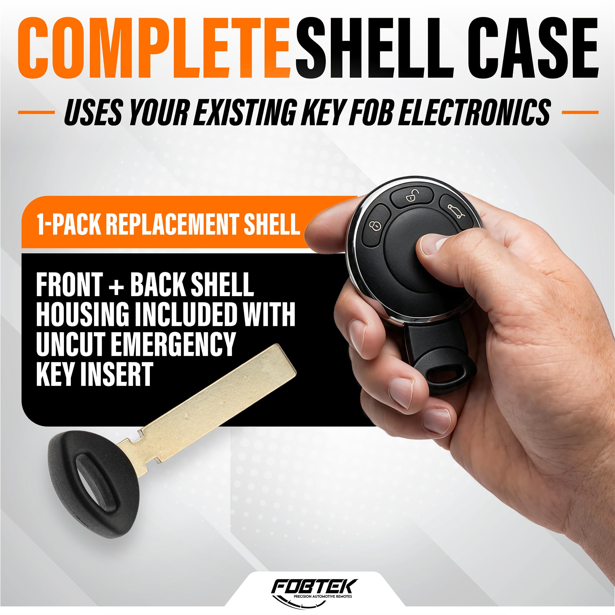 FOBTEK Smart Key Fob Shell Case & Button Pad for Mini KR55WK49333, 3-Button