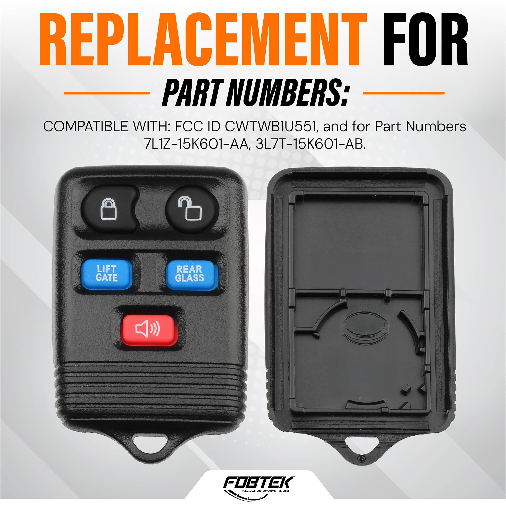 FOBTEK Key Fob Shell Case & Button Pad for Ford Lincoln CWTWB1U551