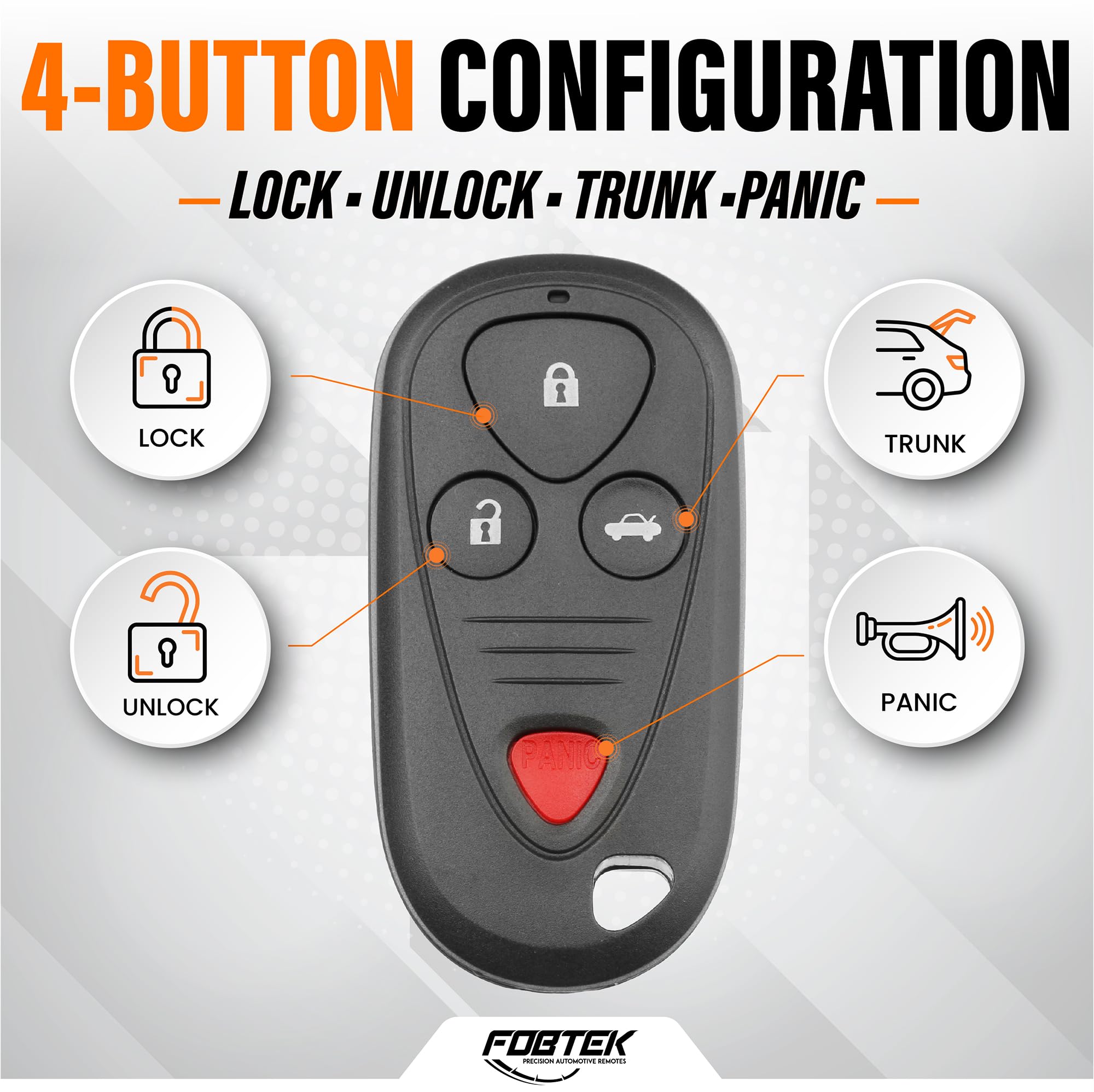 FOBTEK Key Fob Shell Case & Button Pad for Acura E4EG8D-444H-A, 4-Button