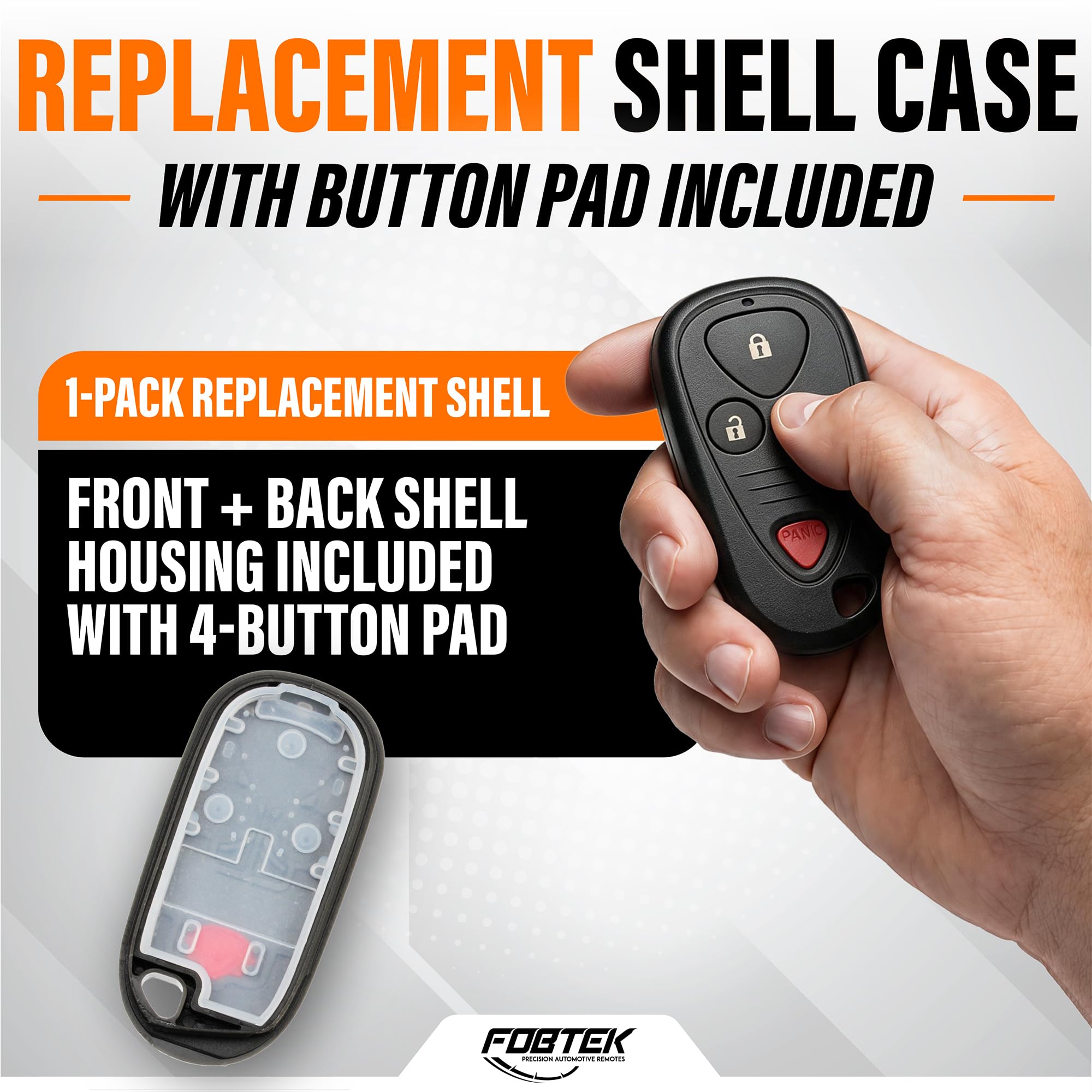 FOBTEK Key Fob Shell Case & Button Pad for Acura E4EG8D-444H-A, 4-Button