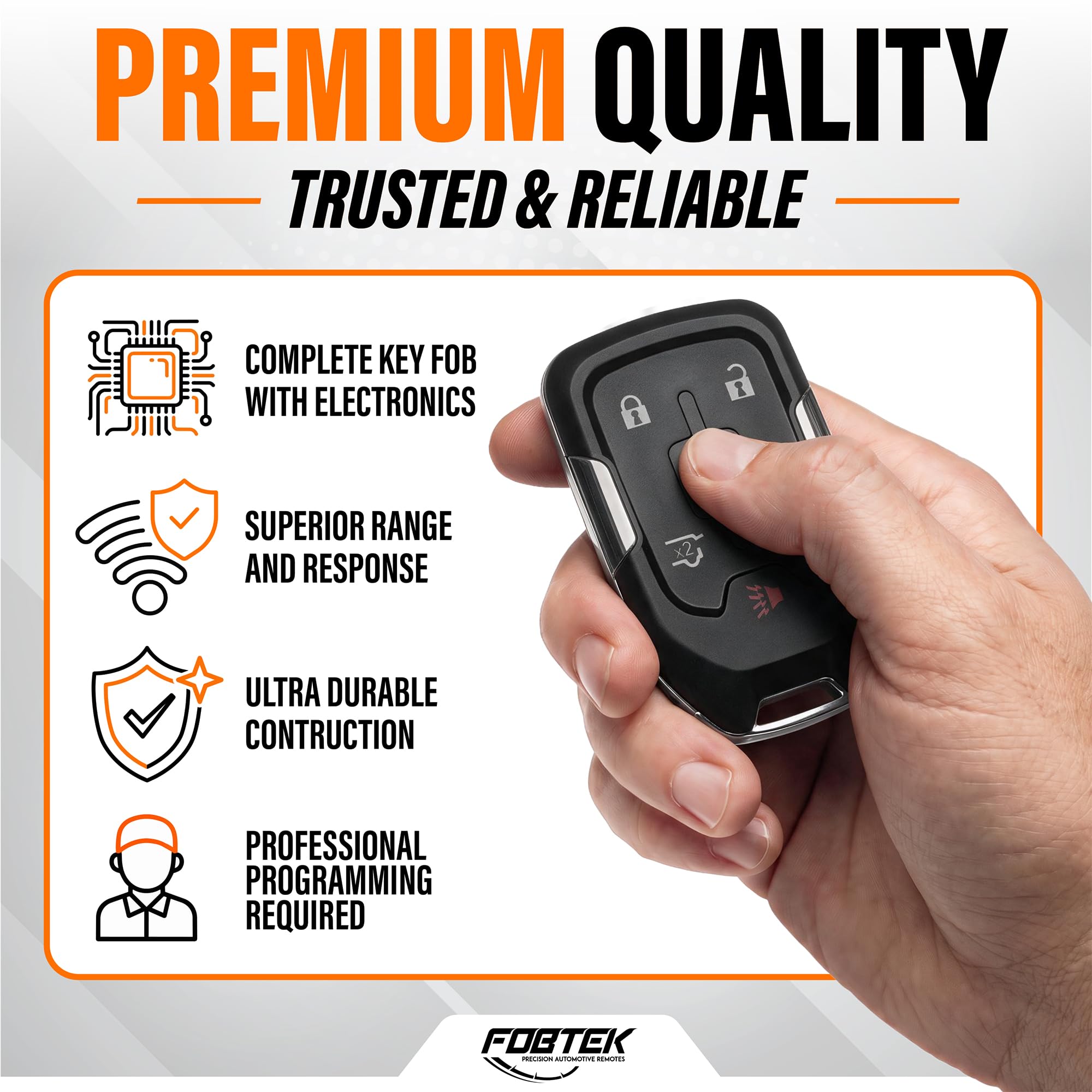 FOBTEK Smart Key Fob Keyless Entry Remote for Chevy GMC HYQ1AA, 6-Button